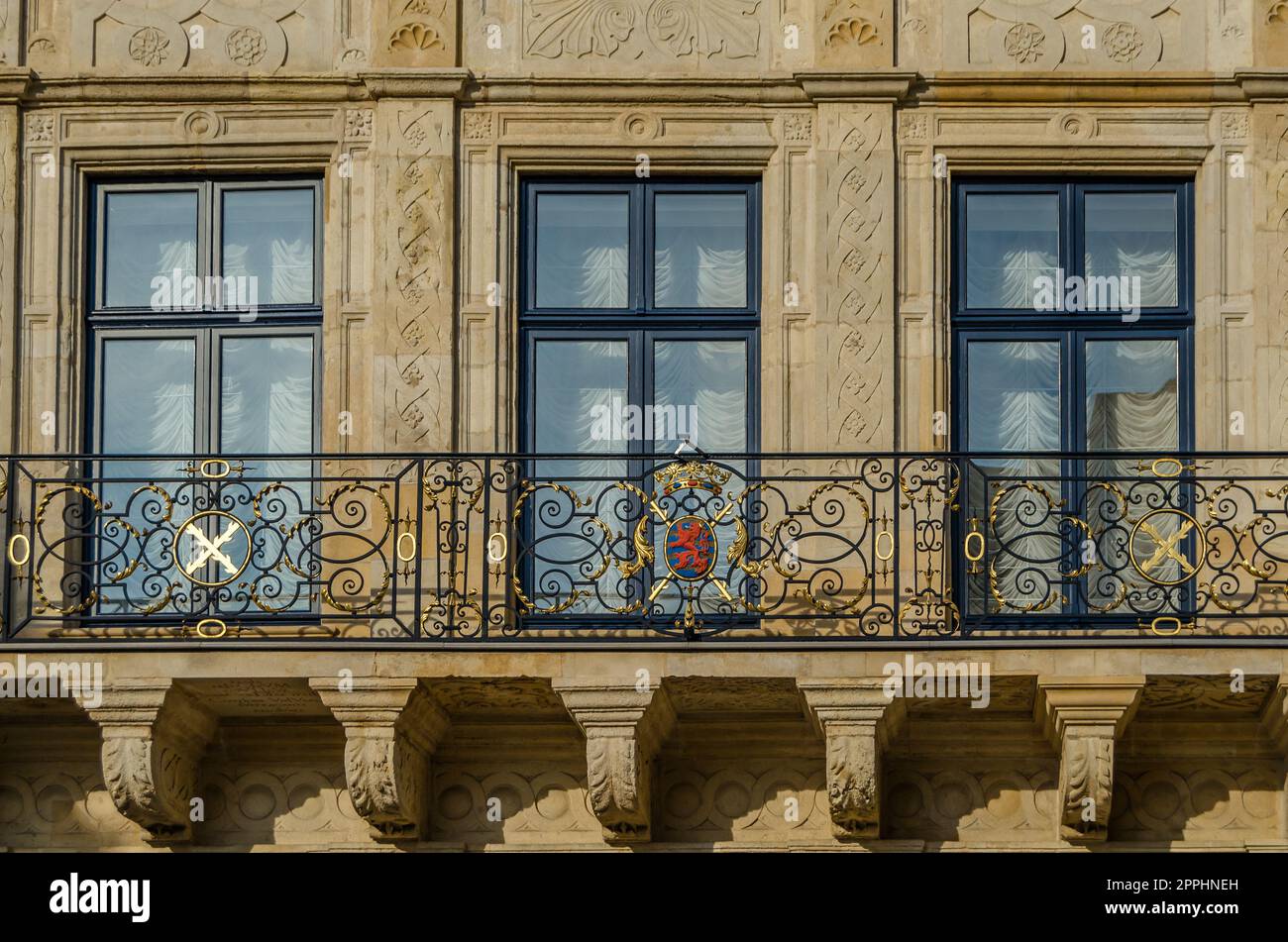 LUXEMBOURG VILLE, LUXEMBOURG - 27 AOÛT 2013 : détail du Grand Palais Ducal de Luxembourg ville, Grand-Duché de Luxembourg Banque D'Images