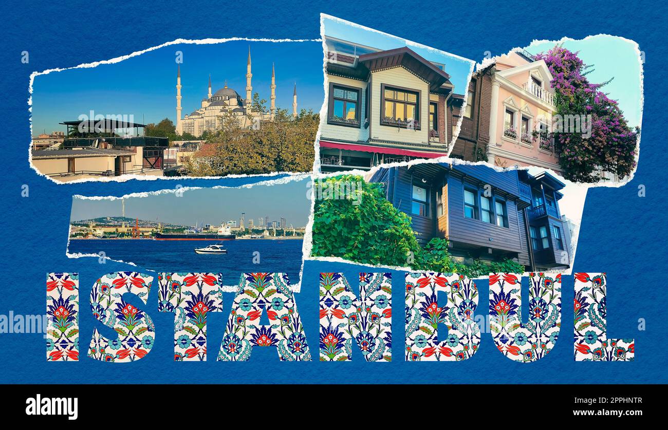 Collage d'art ou de conception sur Istanbul en Turquie - Voyage et fond de la nature Banque D'Images