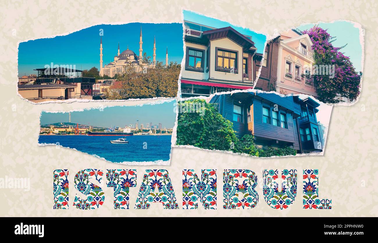 Collage d'art ou de conception sur Istanbul en Turquie - Voyage et fond de la nature Banque D'Images