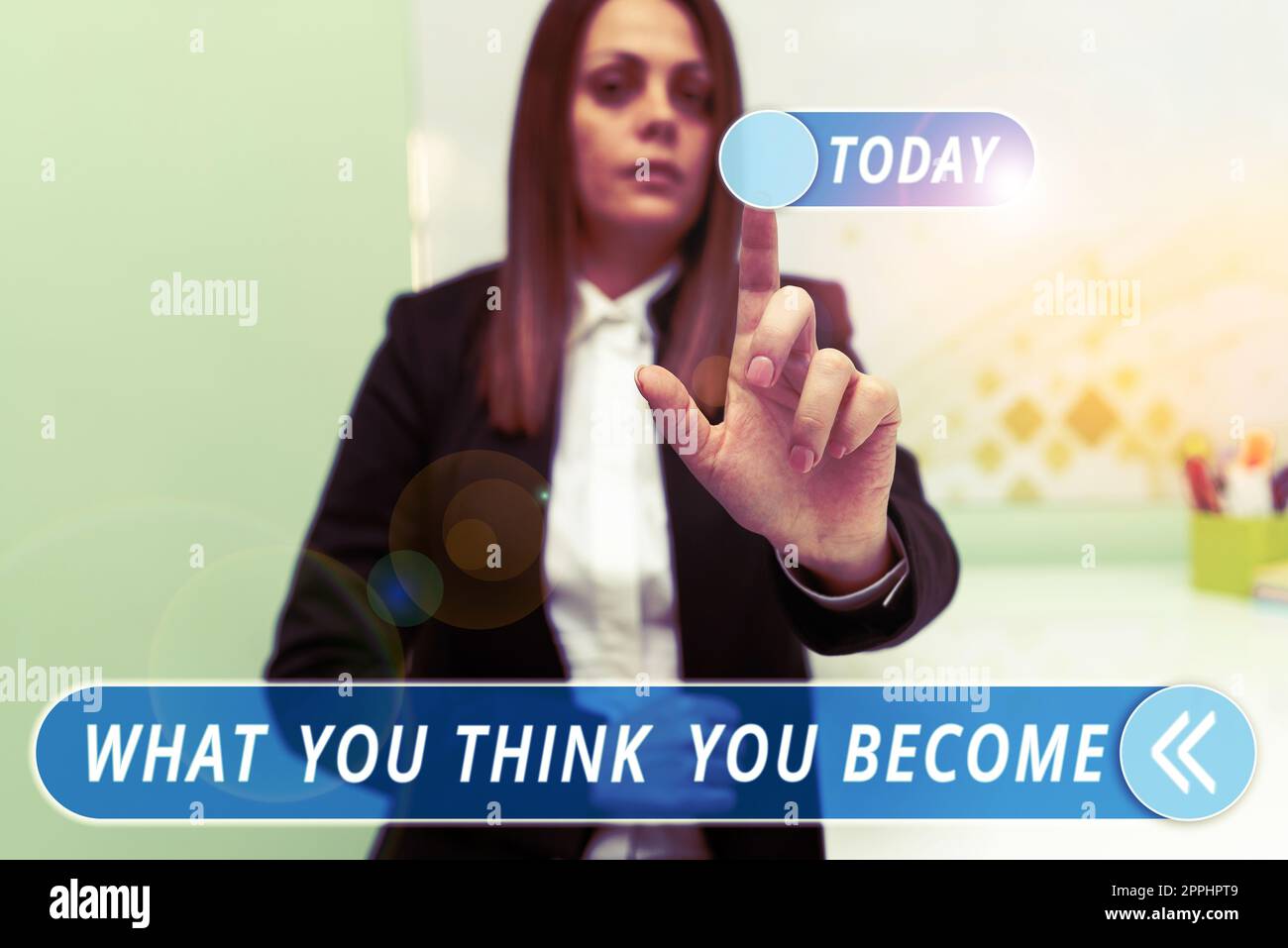 Texte montrant l'inspiration ce que vous pensez devenir. Concept signifiant être réussi et positif dans la vie exigent de bonnes pensées Banque D'Images