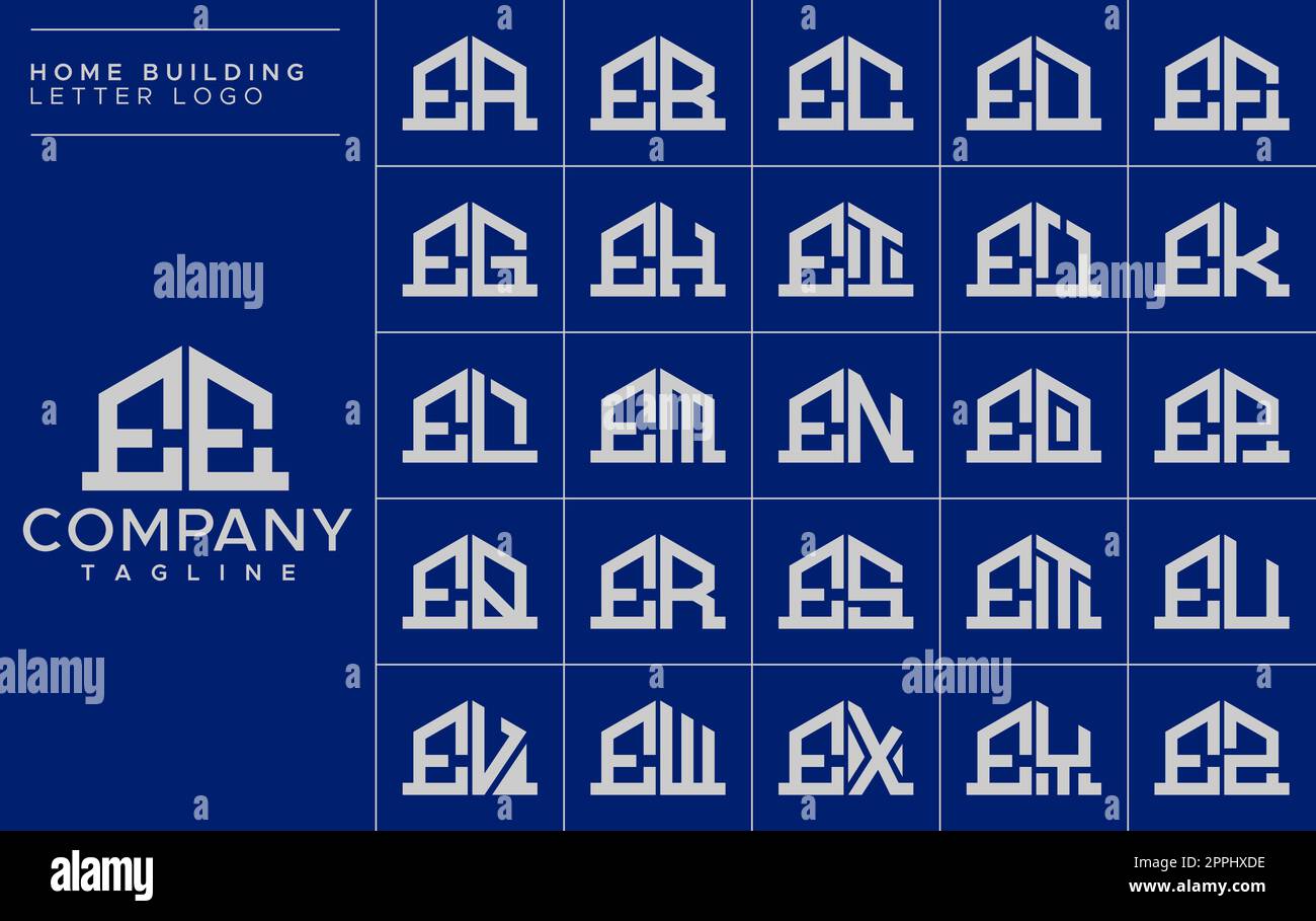 Ensemble de modèles de design minimaliste avec lettre E pour la maison. Vecteur de logo de lettre EE E de maison Illustration de Vecteur