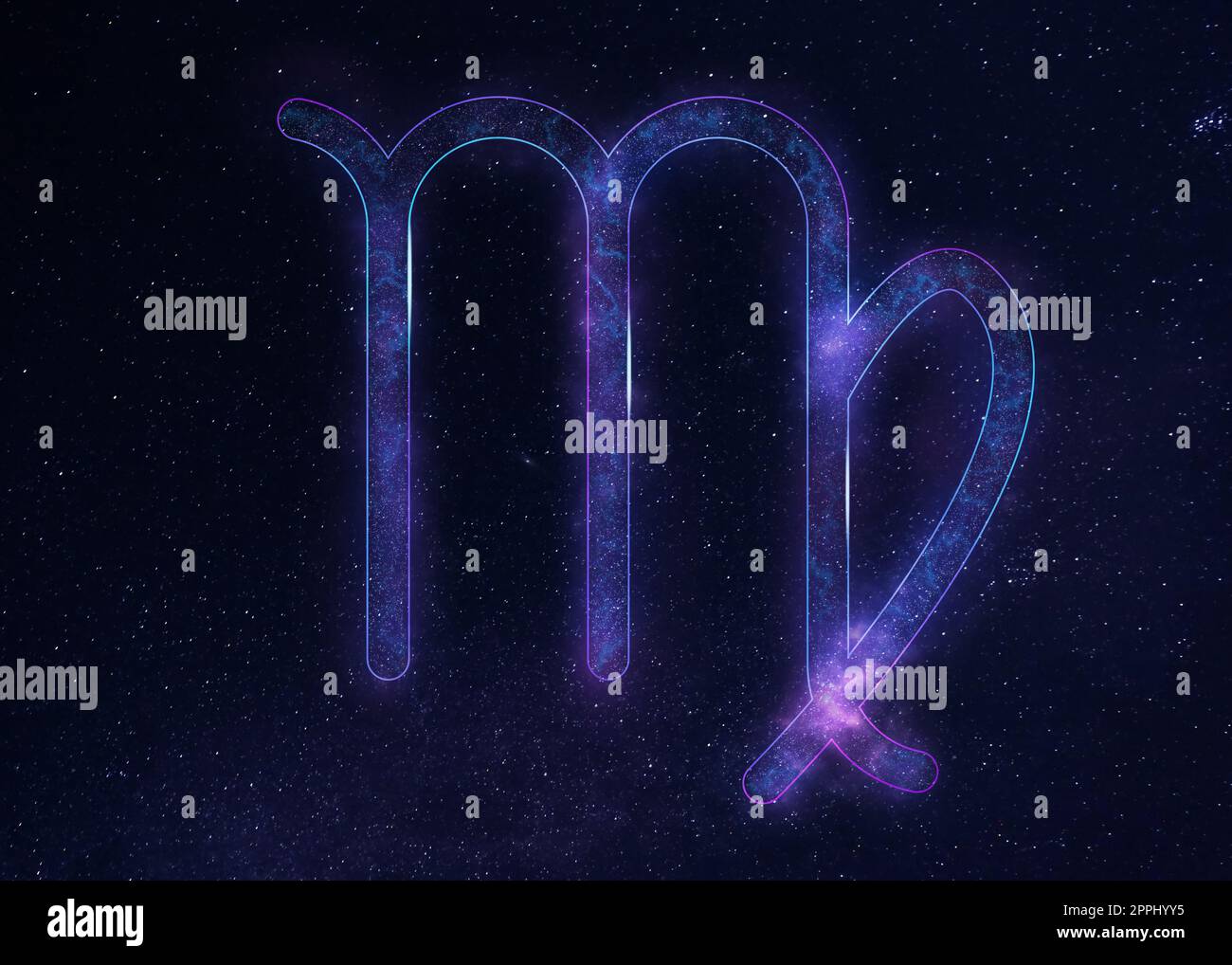 Signe astrologique Vierge dans le ciel nocturne avec un ciel magnifique Banque D'Images