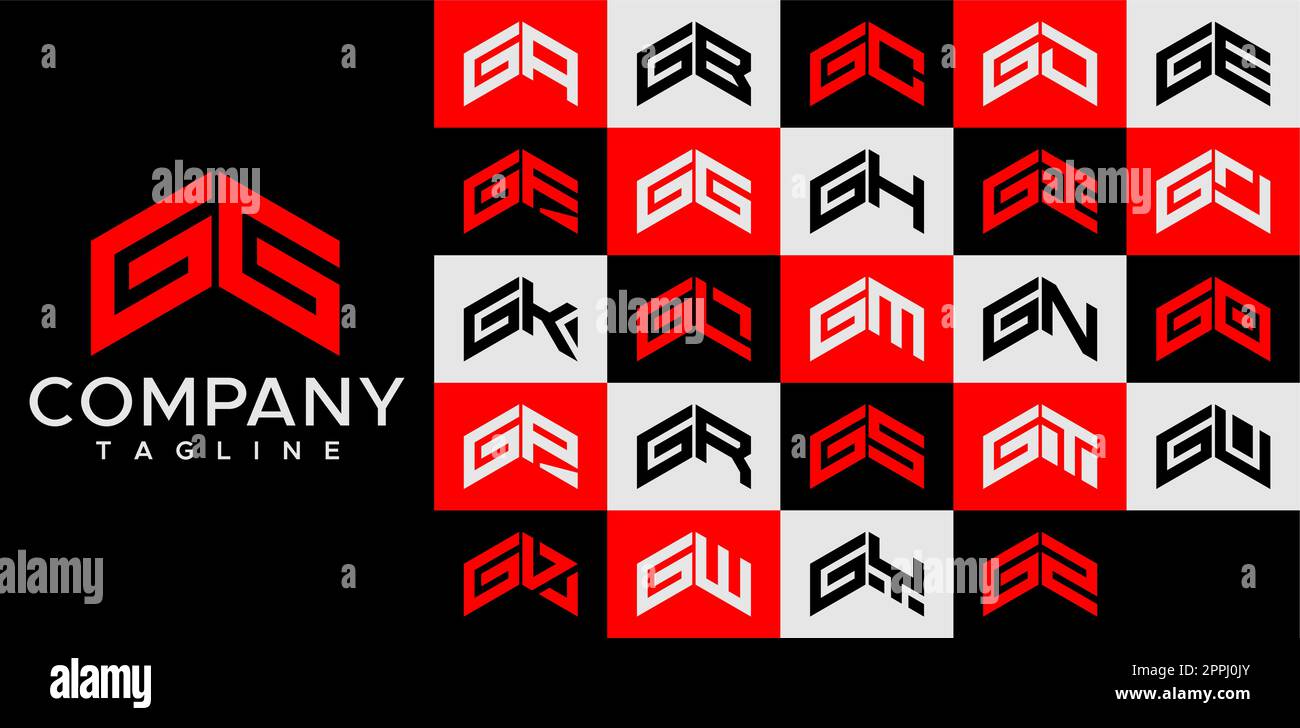 Ensemble de modèles de logo G avec flèche vers le haut. Ligne abstraite GG G lettre logo Illustration de Vecteur