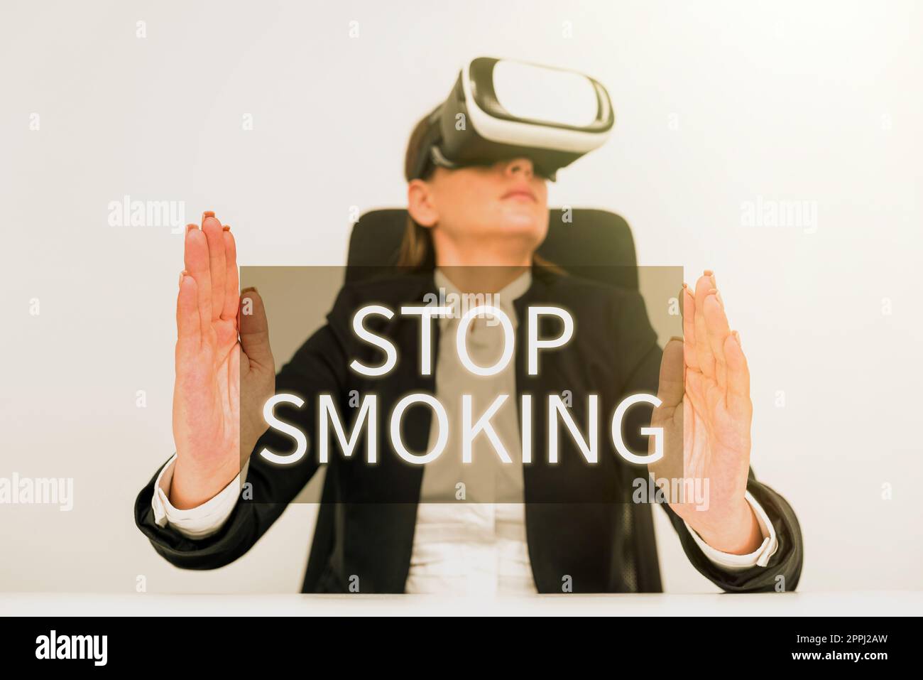 Texte d'écriture Arrêter de fumer. Le concept d'entreprise qui interrompt ou arrête l'usage de la dépendance au tabac Banque D'Images