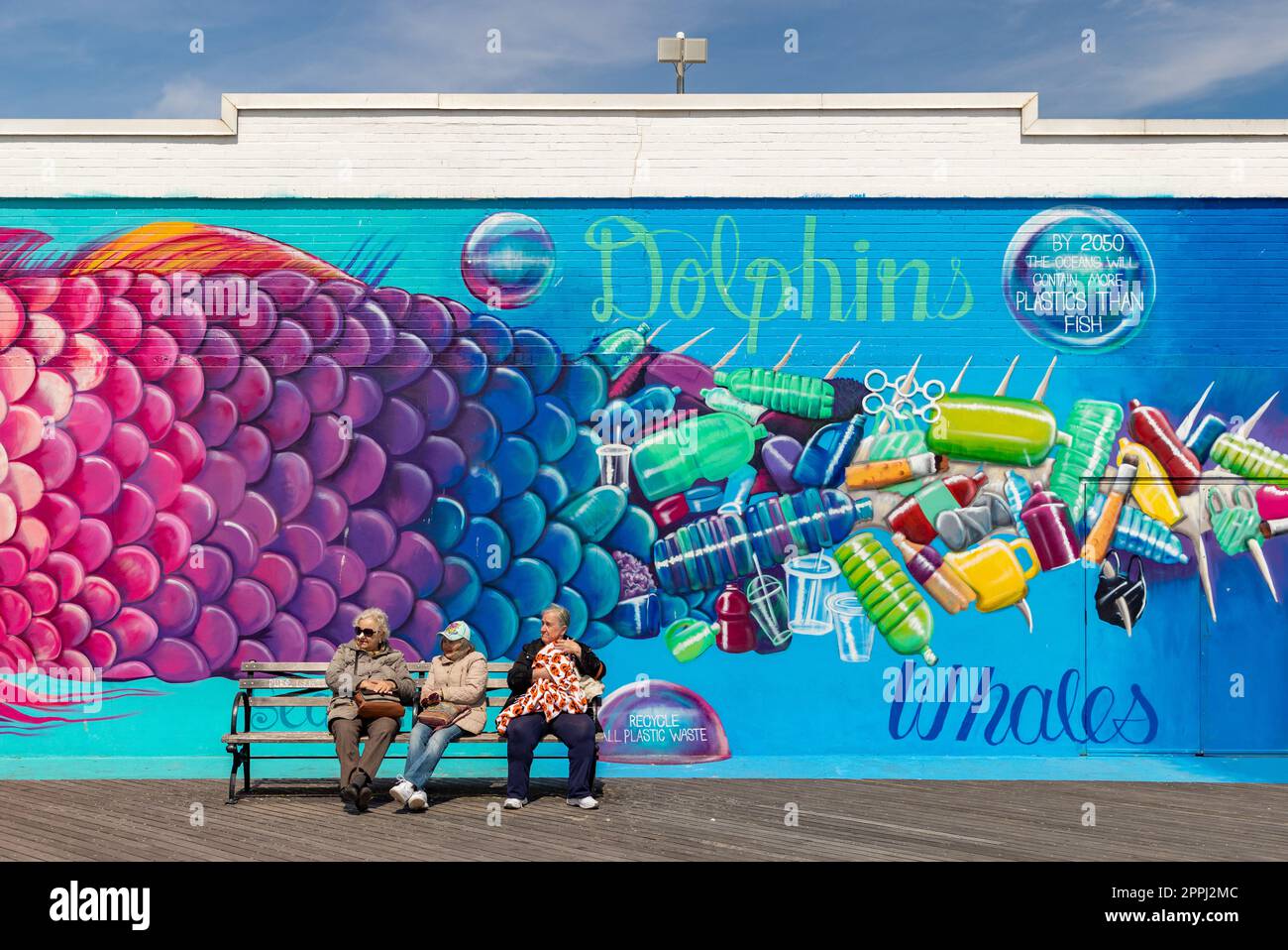 Coney Island Graffiti - Environnement pollution des océans Banque D'Images