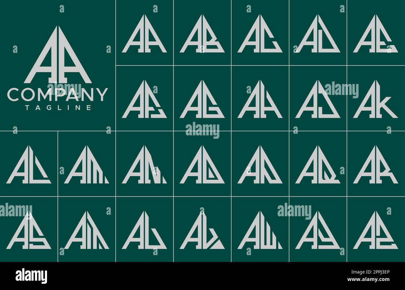 Ensemble de modèles de conception de logo a de la lettre triangulaire moderne. Ligne simple Un logo initial. Illustration de Vecteur