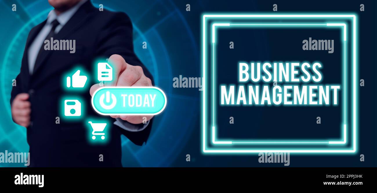 Gestion d'entreprise du texte manuscrit. Photo conceptuelle réécriture visant à améliorer Démarrer un futur homme d'affaires différent présentant Digital S et Display avec des informations cruciales. Banque D'Images