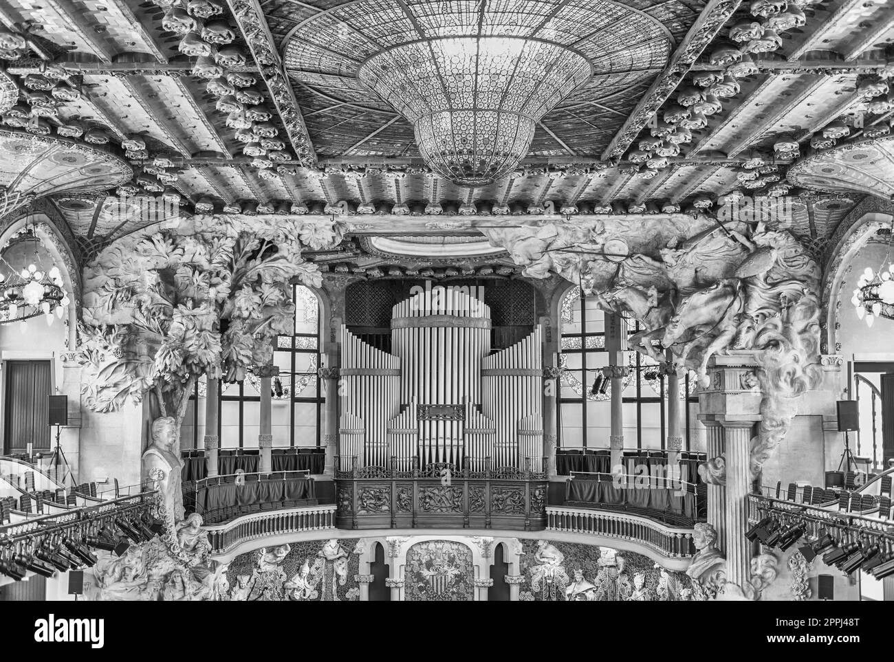 Intérieur du Palau de la Musica Catalana, Barcelone, Catalogne, Espagne Banque D'Images