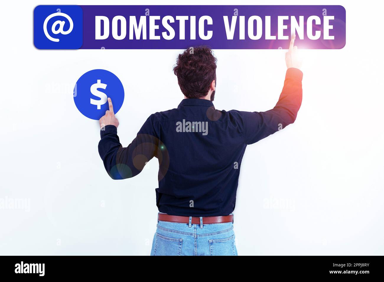 Exposition conceptuelle violence domestique. Les affaires présentent un comportement violent ou abusif dirigé par une famille ou un membre du ménage Banque D'Images