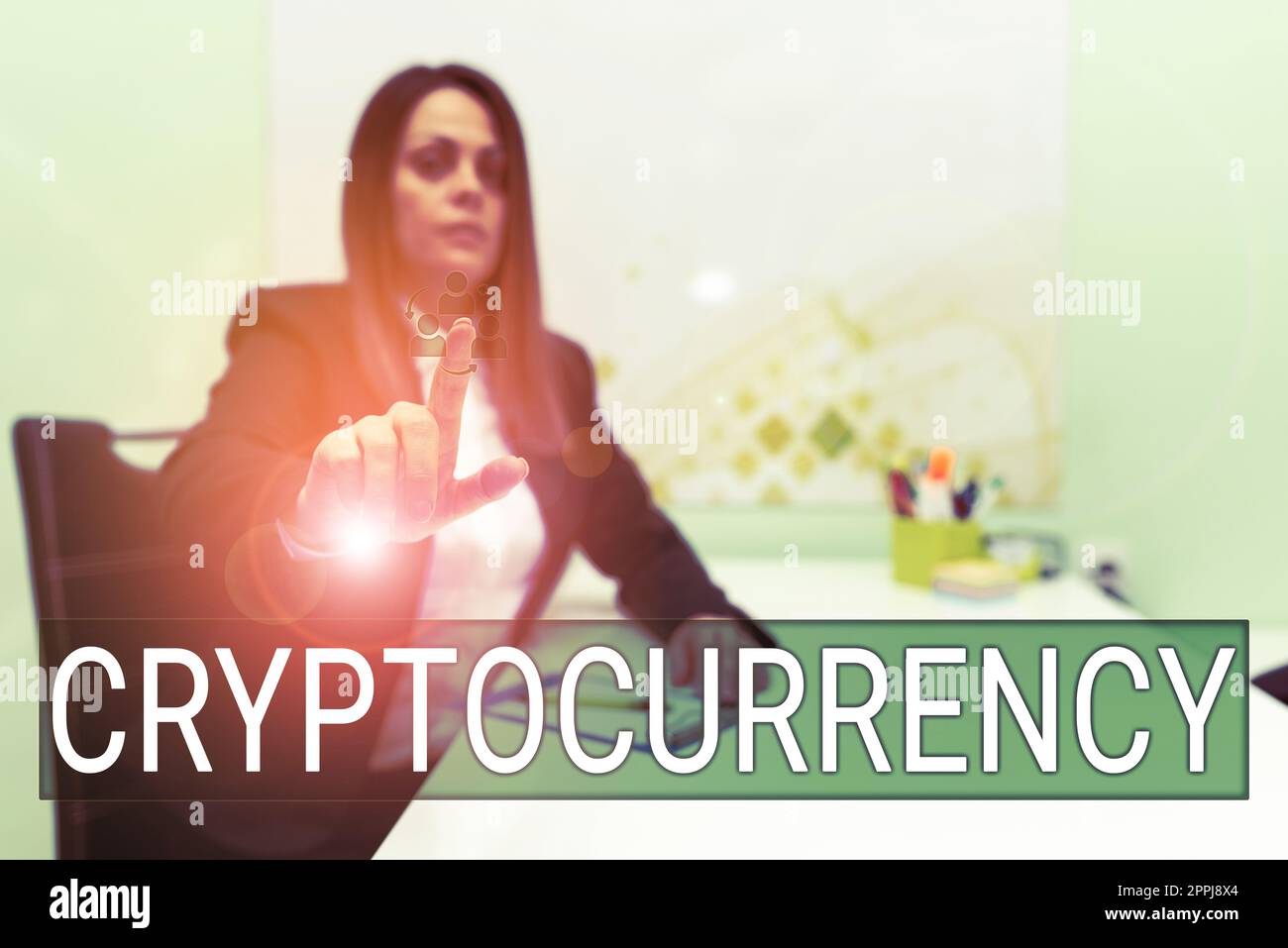 Inspiration montrant le signe crypto-monnaie. La forme de devise de présentation de l'entreprise qui existe numériquement n'a pas d'émission centralisée Banque D'Images