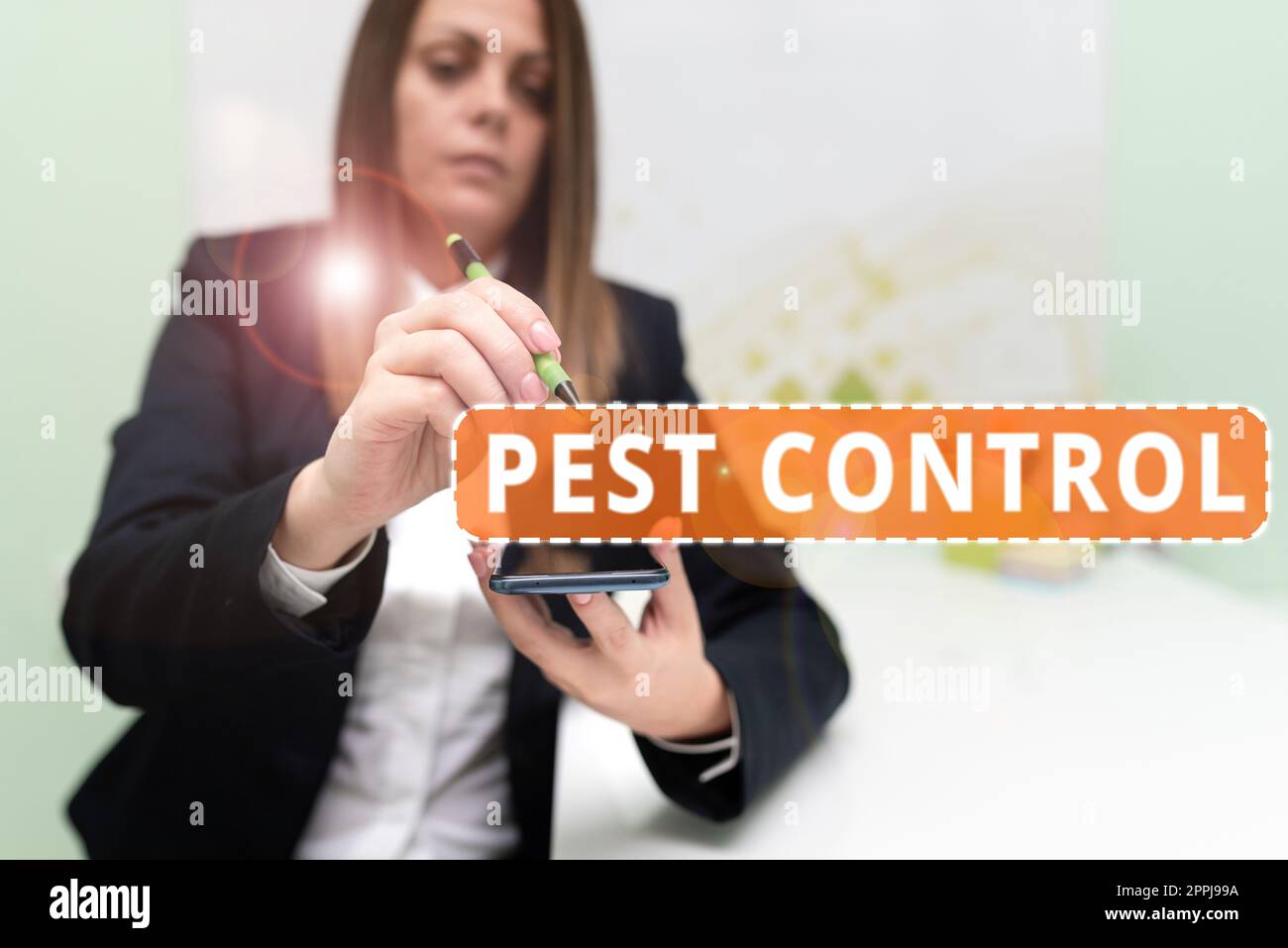 Texte d'écriture Pest Control. Idée d'affaires tuer les insectes destructeurs qui attaquent les cultures et le bétail Banque D'Images