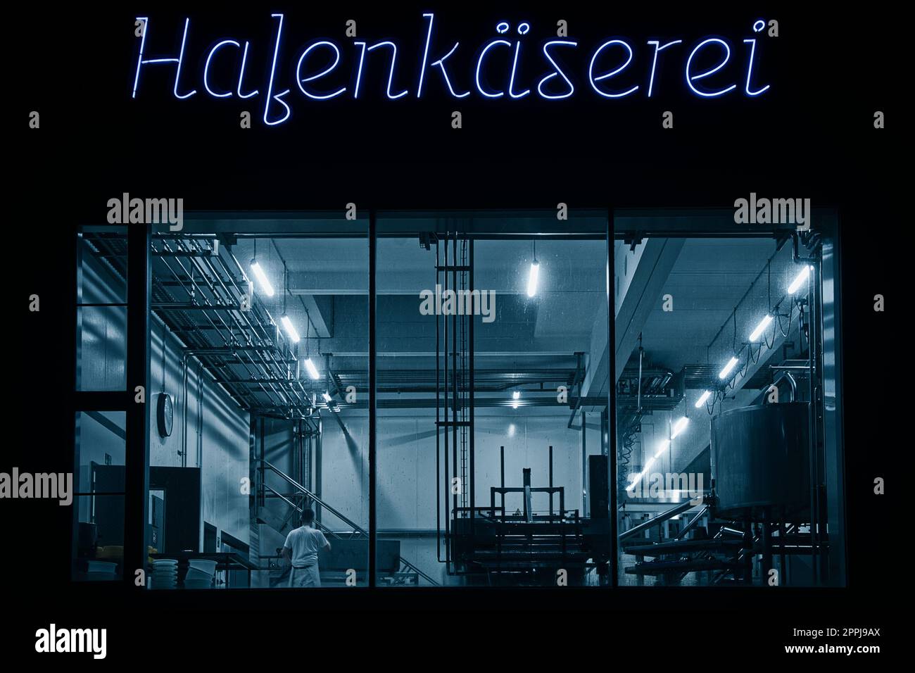 Vue dans le spectacle laiterie appelé Hafenkaeserei à Muenster, Allemagne Banque D'Images
