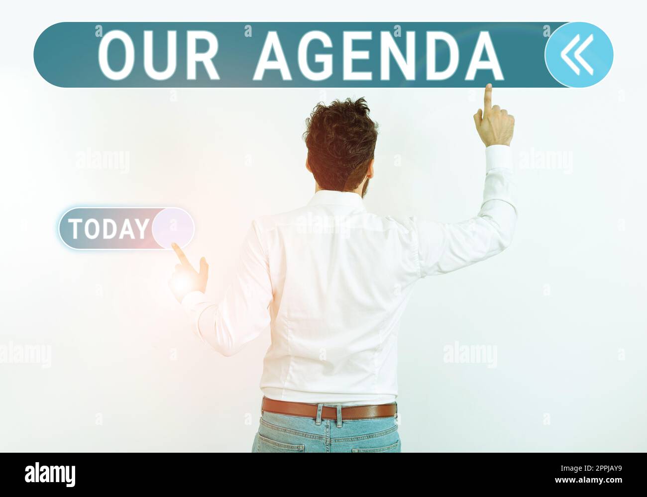 Texte montrant l'inspiration notre ordre du jour. Approche commerciale méthode des rappels d'horaires personnels processus organisation de l'horaire Banque D'Images