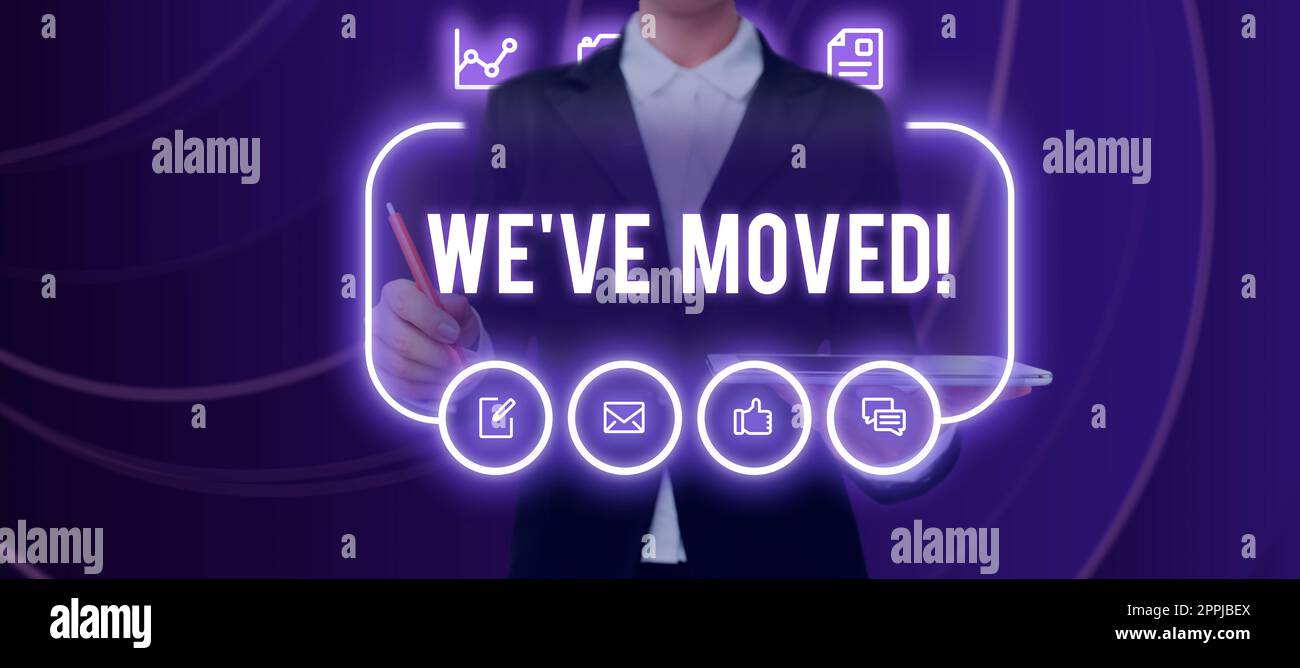 Texte d'écriture déplacé. Concept d'entreprise qui va vivre à partir d'un autre pays ou d'un pays différent Banque D'Images