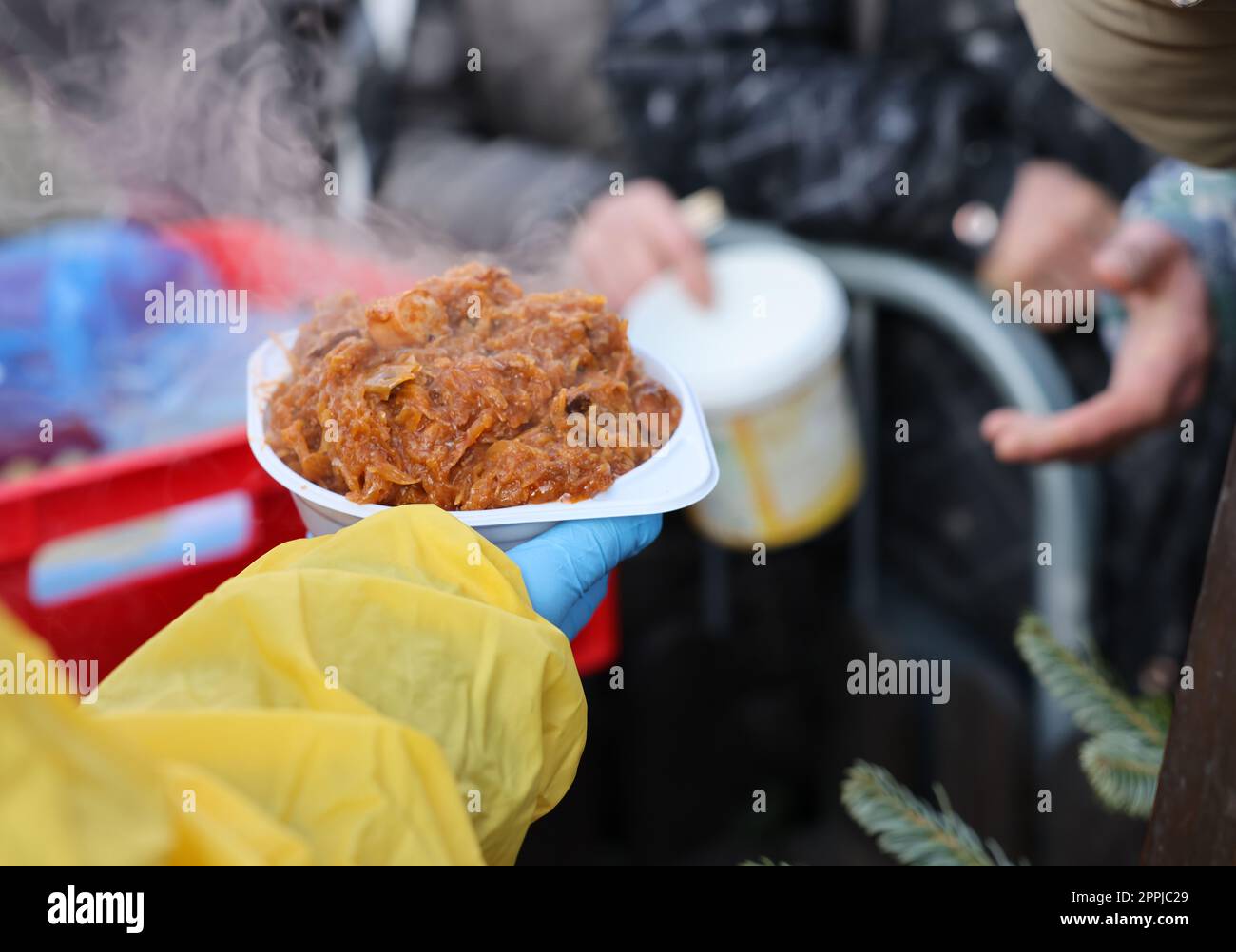 Les aliments chauds pour les pauvres et les sans-abri Banque D'Images