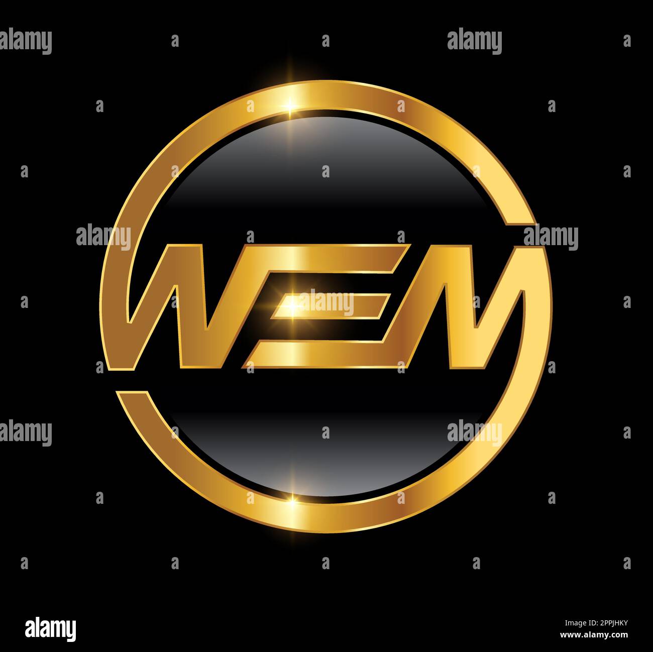 Icône de vecteur de logo doré initial de WEM Monogram Illustration de Vecteur