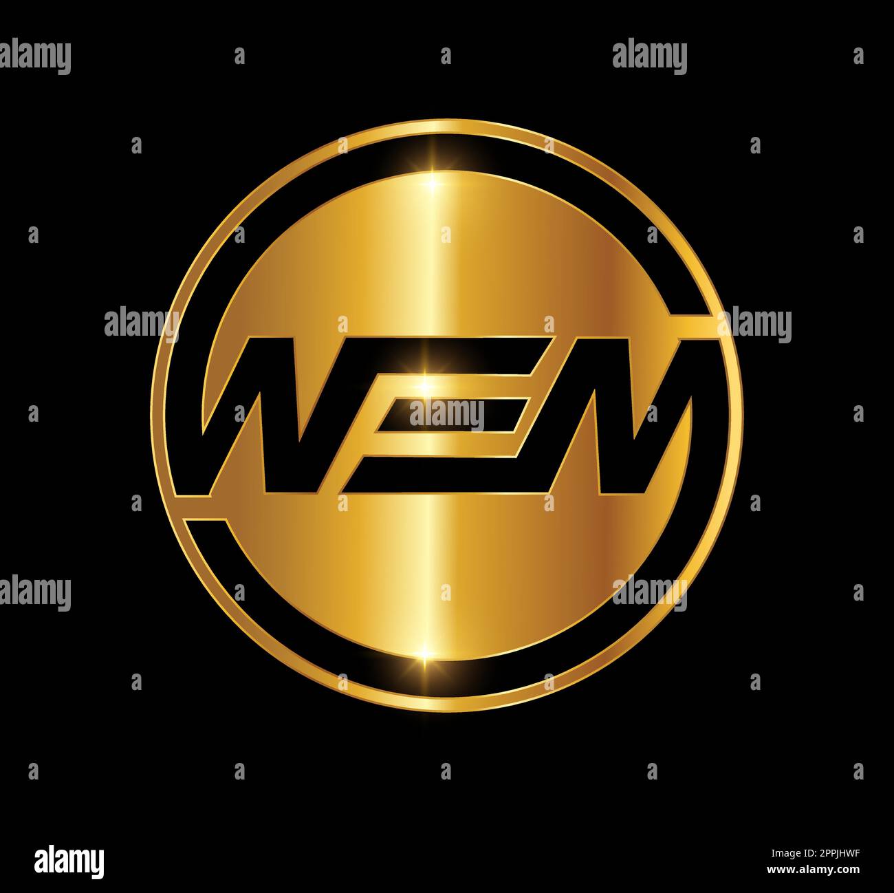 Icône de vecteur de logo doré initial de WEM Monogram Illustration de Vecteur