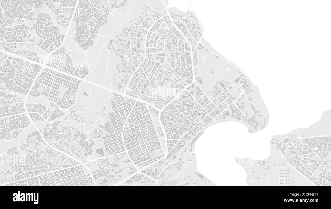 Blanc et gris clair zone de la ville de Dar es Salaam, Tanzanie, carte d'arrière-plan vectorielle, illustration des routes et de la cartographie de l'eau. Format écran large, digita Illustration de Vecteur