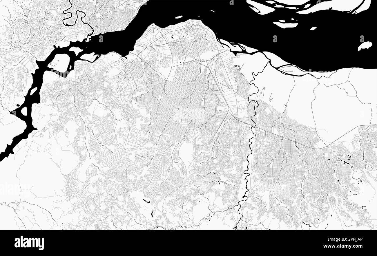 Carte de la ville de Kinshasa, République démocratique du Congo. Affiche urbaine noir et blanc. Carte routière avec vue de la région métropolitaine. Illustration de Vecteur