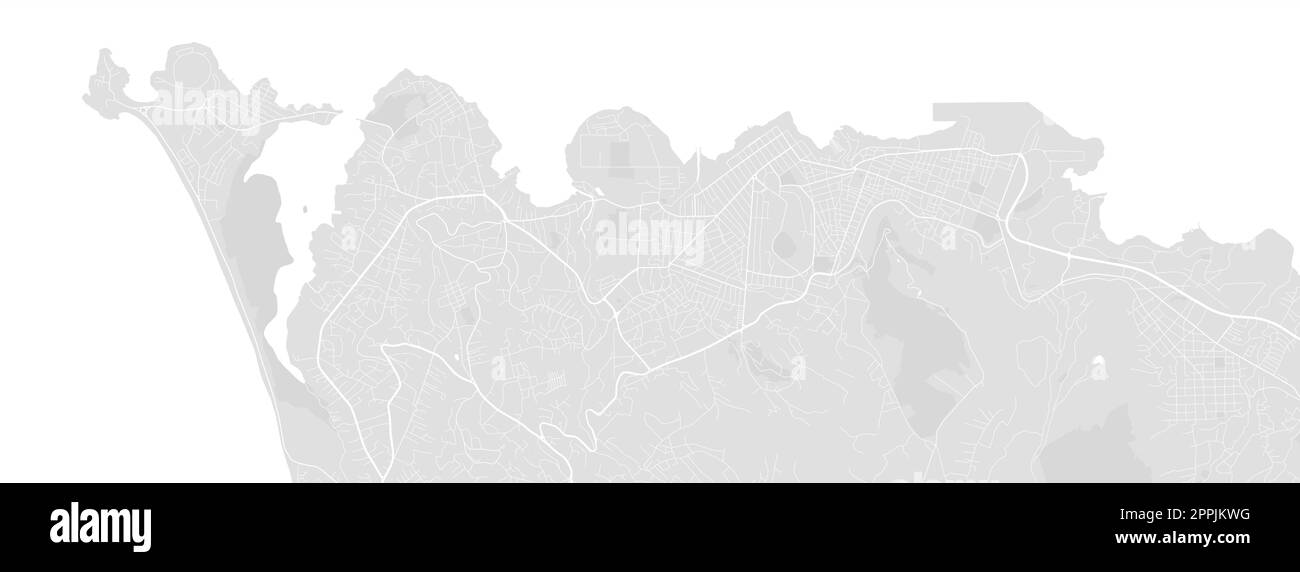 Carte de fond de Freetown, Sierra Leone, affiche blanche et gris clair de la ville. Carte vectorielle avec routes et eau. Format écran large, design numérique plat r Illustration de Vecteur