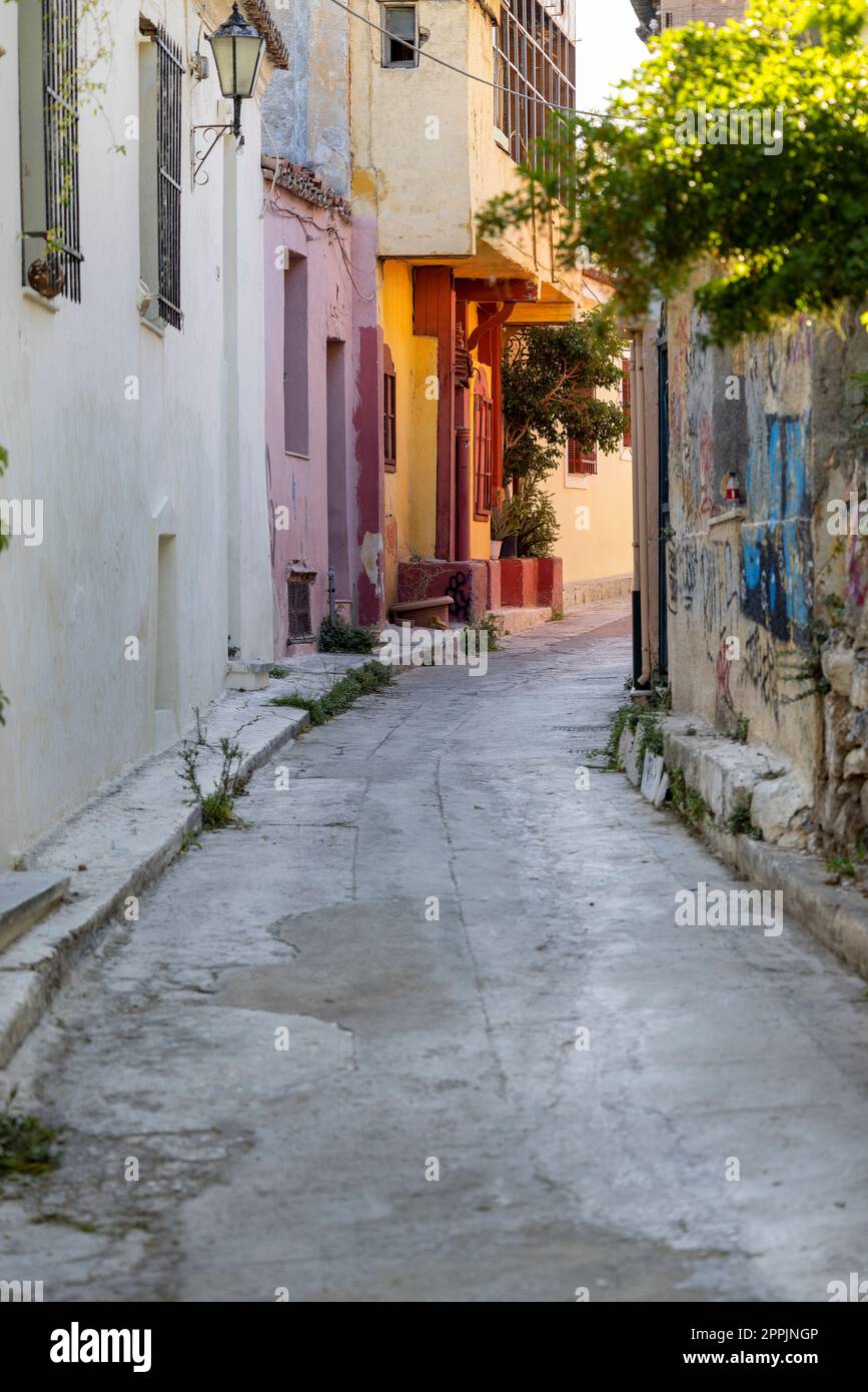Anafiotika, pittoresque petit quartier d'Athènes, partie de l'ancien quartier historique Plaka, rues étroites, Athènes, Grèce Banque D'Images