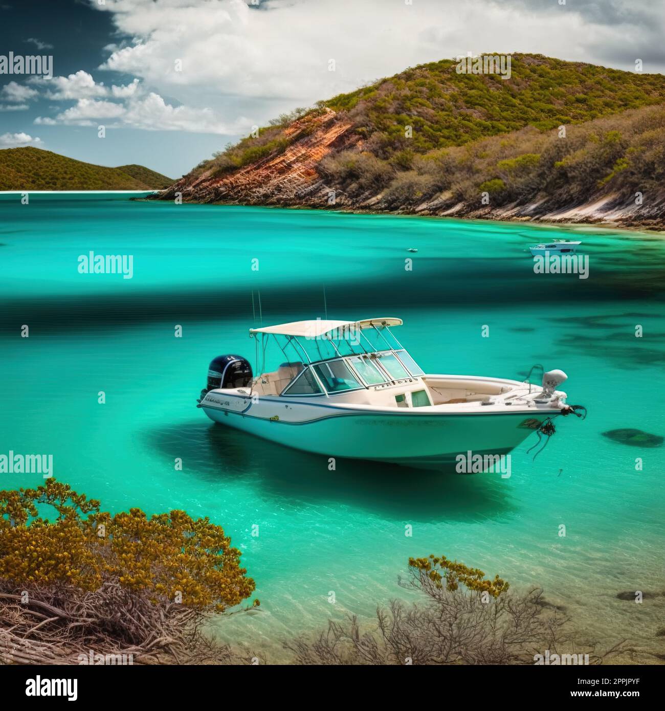 Explorateur d'îles. Bateaux des îles Vierges. Océan. Banque D'Images