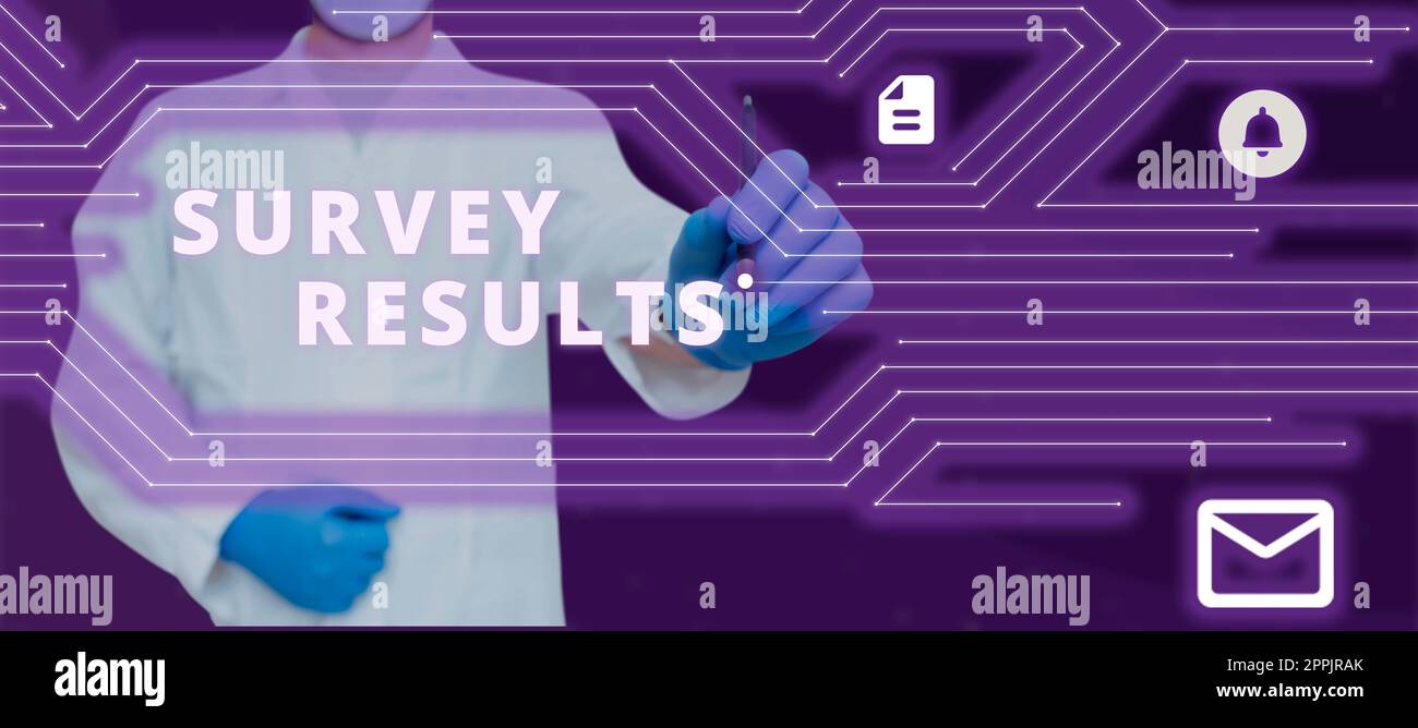 Inspiration montrant les résultats de l'enquête sur les affiches. Concept Internet résultat d'une activité qui recueille ou acquiert des données statistiques Banque D'Images