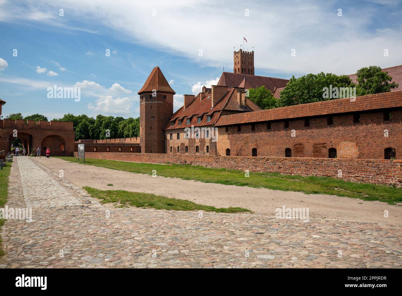Château de Malbork du 13e siècle, forteresse teutonique médiévale sur la rivière Nogat, Malbork, Pologne Banque D'Images