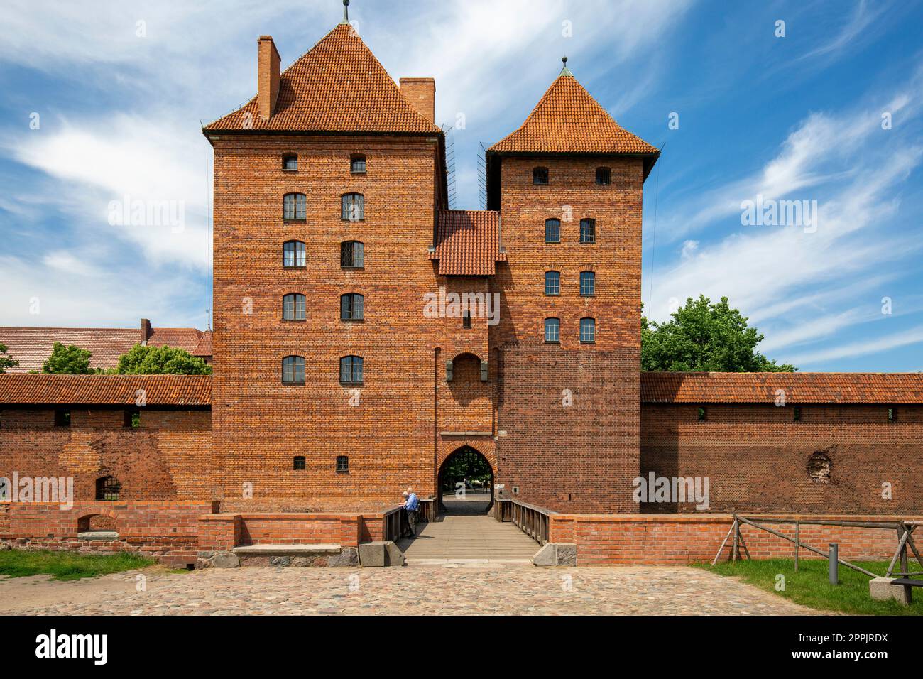 Château de Malbork du 13e siècle, forteresse teutonique médiévale sur la rivière Nogat, Malbork, Pologne Banque D'Images