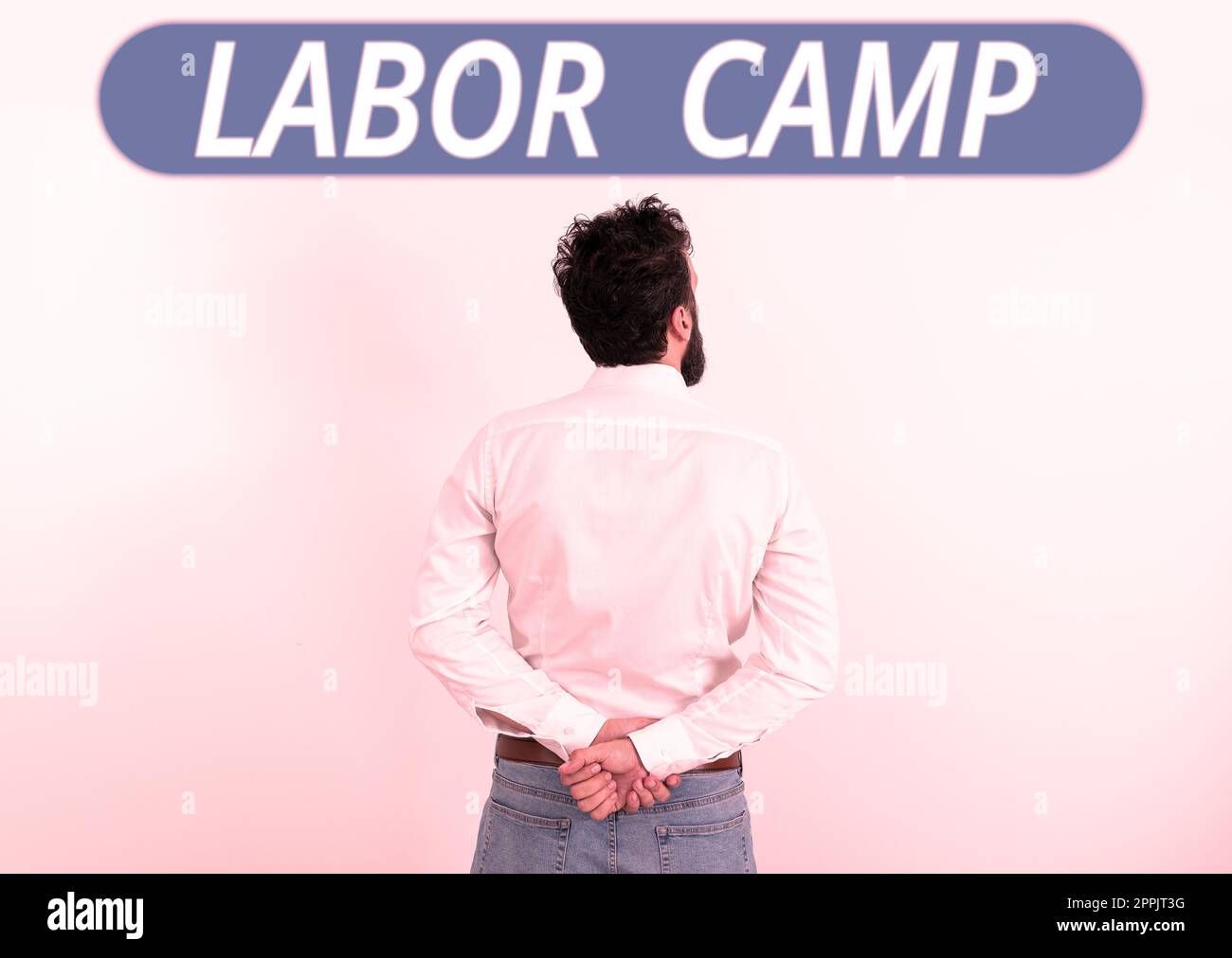 Panneau de texte indiquant Labor Camp. Photo conceptuelle colonie pénitentiaire où le travail forcé est exécuté Banque D'Images