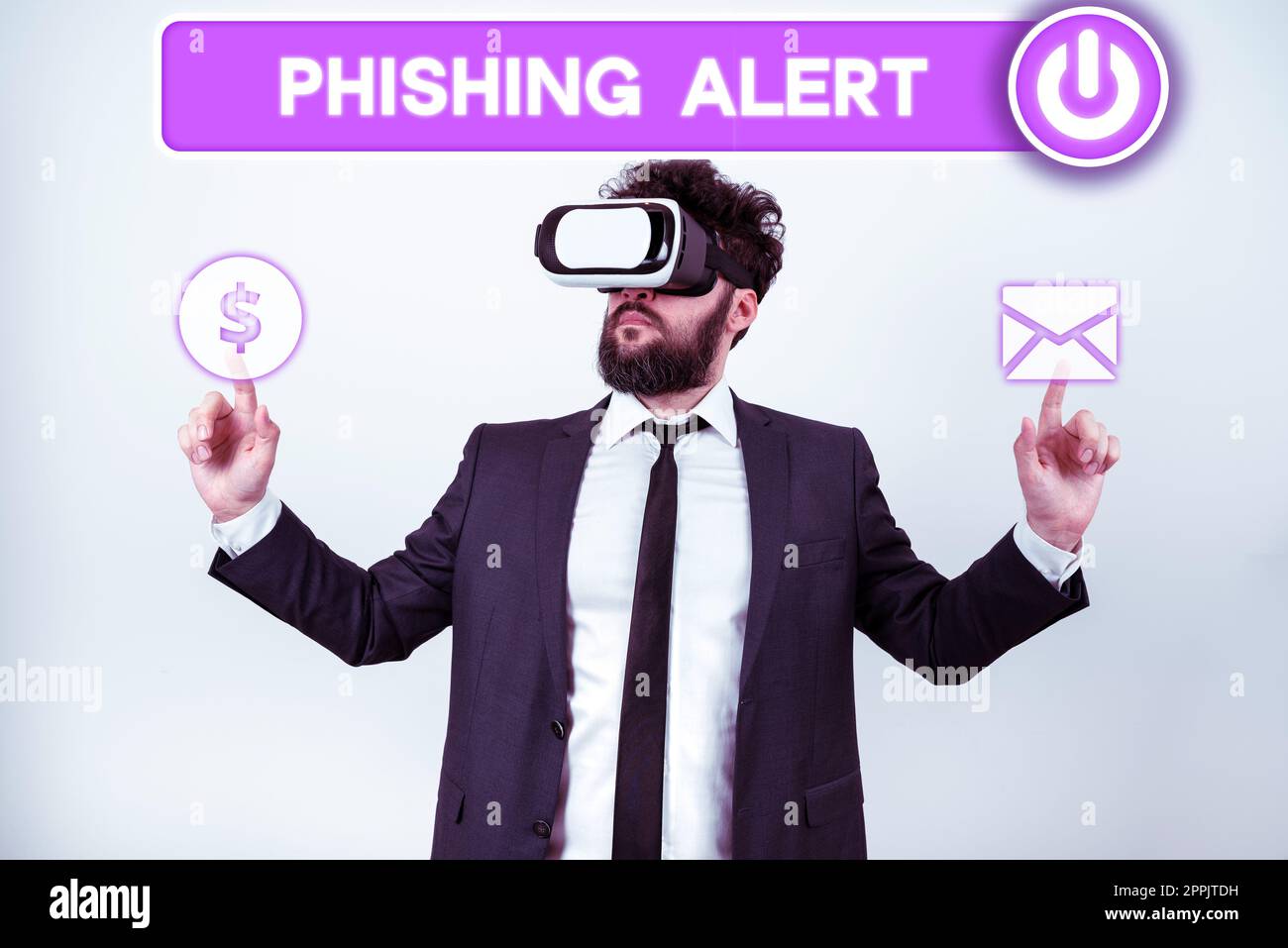 Légende conceptuelle : alerte de phishing. Approche commerciale consciente de la tentative frauduleuse d'obtention d'informations sensibles Banque D'Images