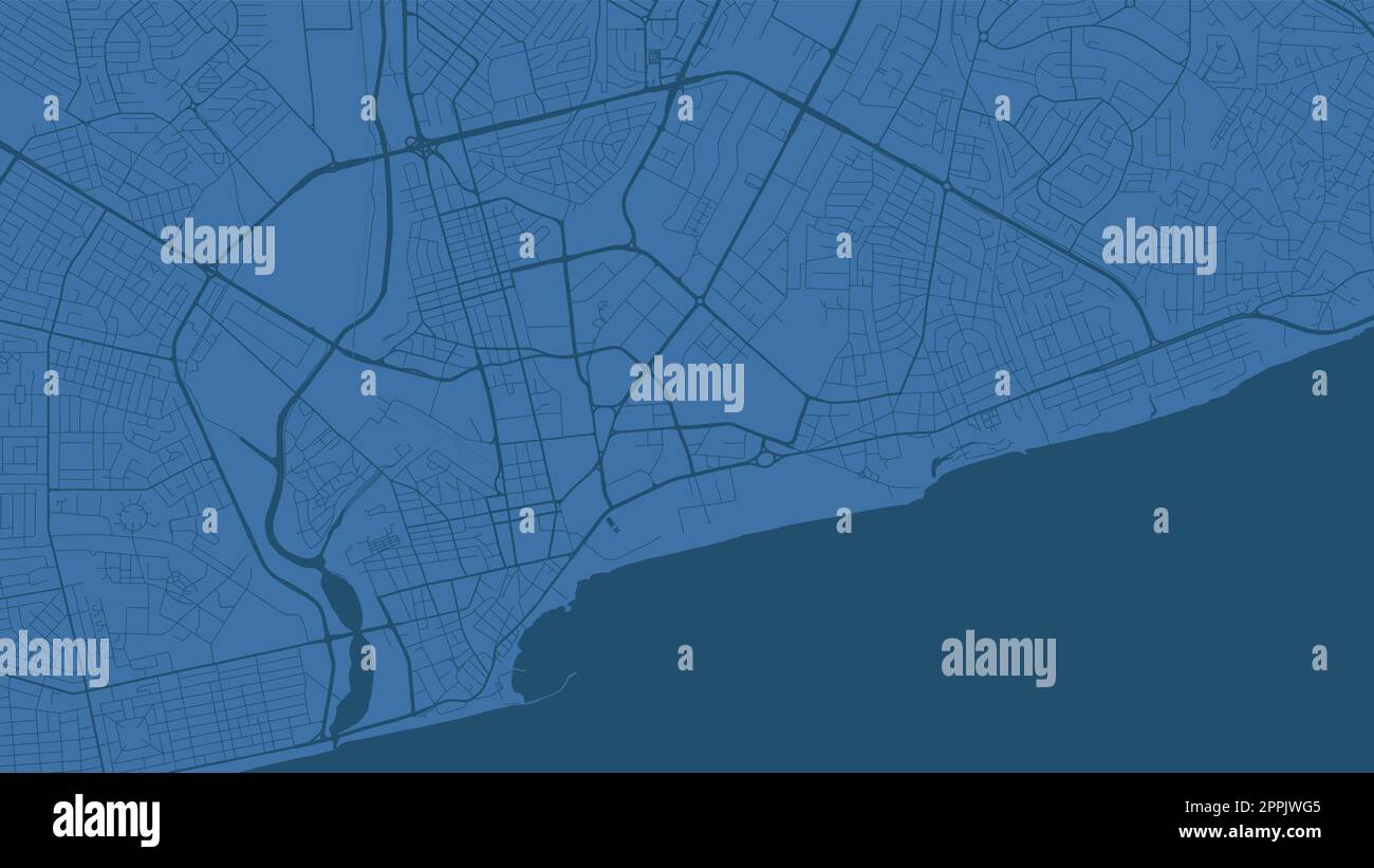 Carte bleue d'Accra, Ghana, carte détaillée de la municipalité, panorama sur les gratte-ciel. Carte touristique graphique décorative du territoire d'Accra. Illustrateur vectoriel libre de droits Illustration de Vecteur
