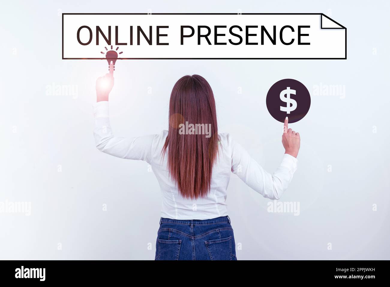 Affiche textuelle indiquant la présence en ligne. Photo conceptuelle existence de quelqu'un qui peut être trouvé par une recherche en ligne Banque D'Images