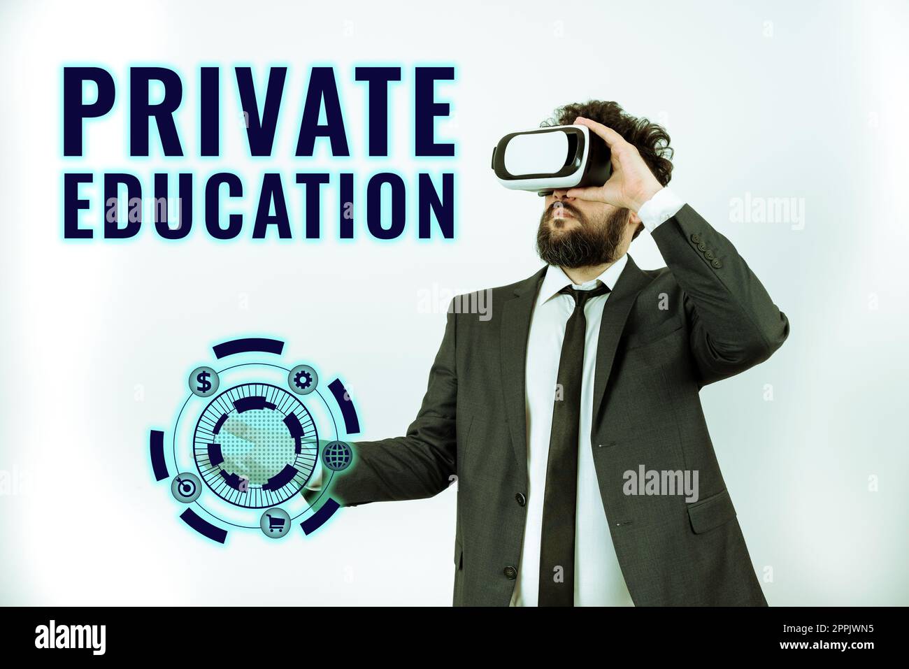 Affiche textuelle indiquant l'éducation privée. Présentation de l'entreprise appartenant à une personne ou un groupe particulier Banque D'Images