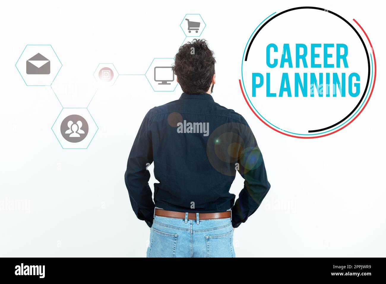 Affiche textuelle indiquant la planification de carrière. Mot pour Une liste d'objectifs et les actions que vous pouvez prendre pour les atteindre Banque D'Images