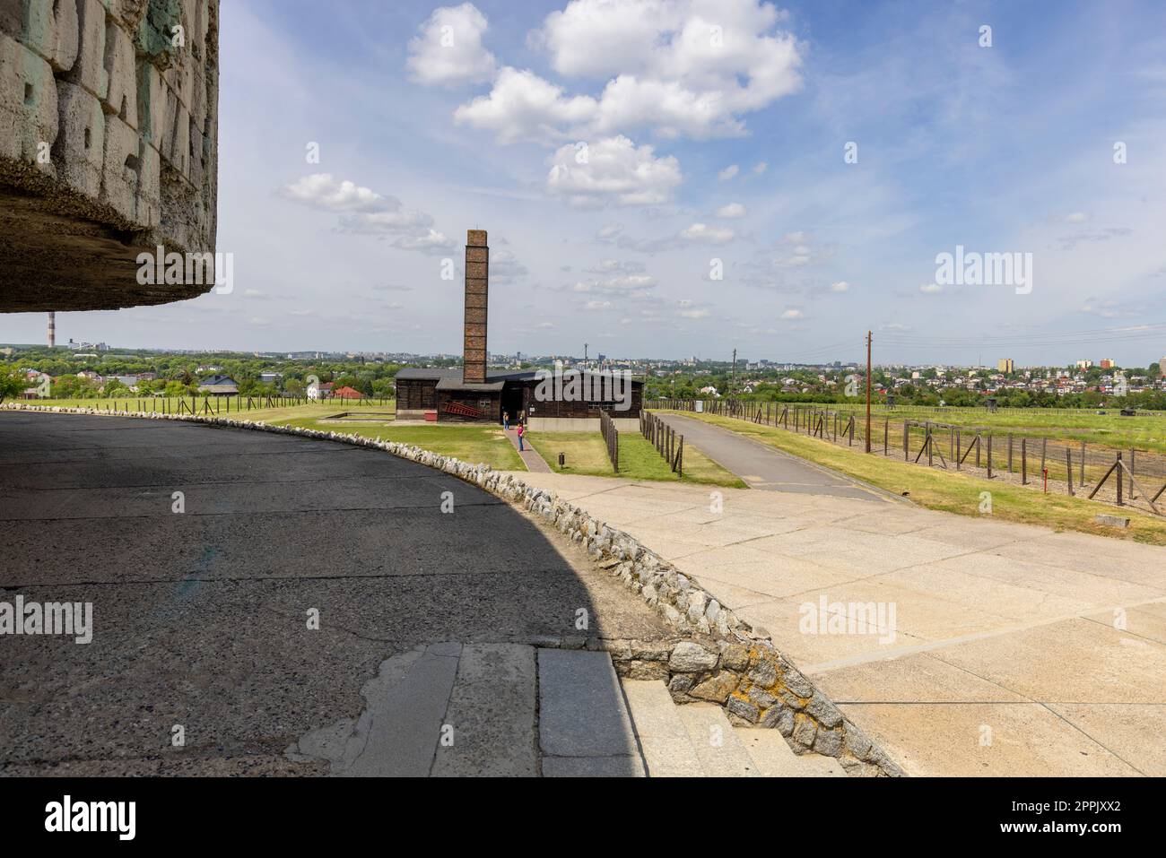 Camp de concentration et d'extermination de Majdanek, vue du crématorium et du mausolée, Majdanek Lublin Pologne Banque D'Images