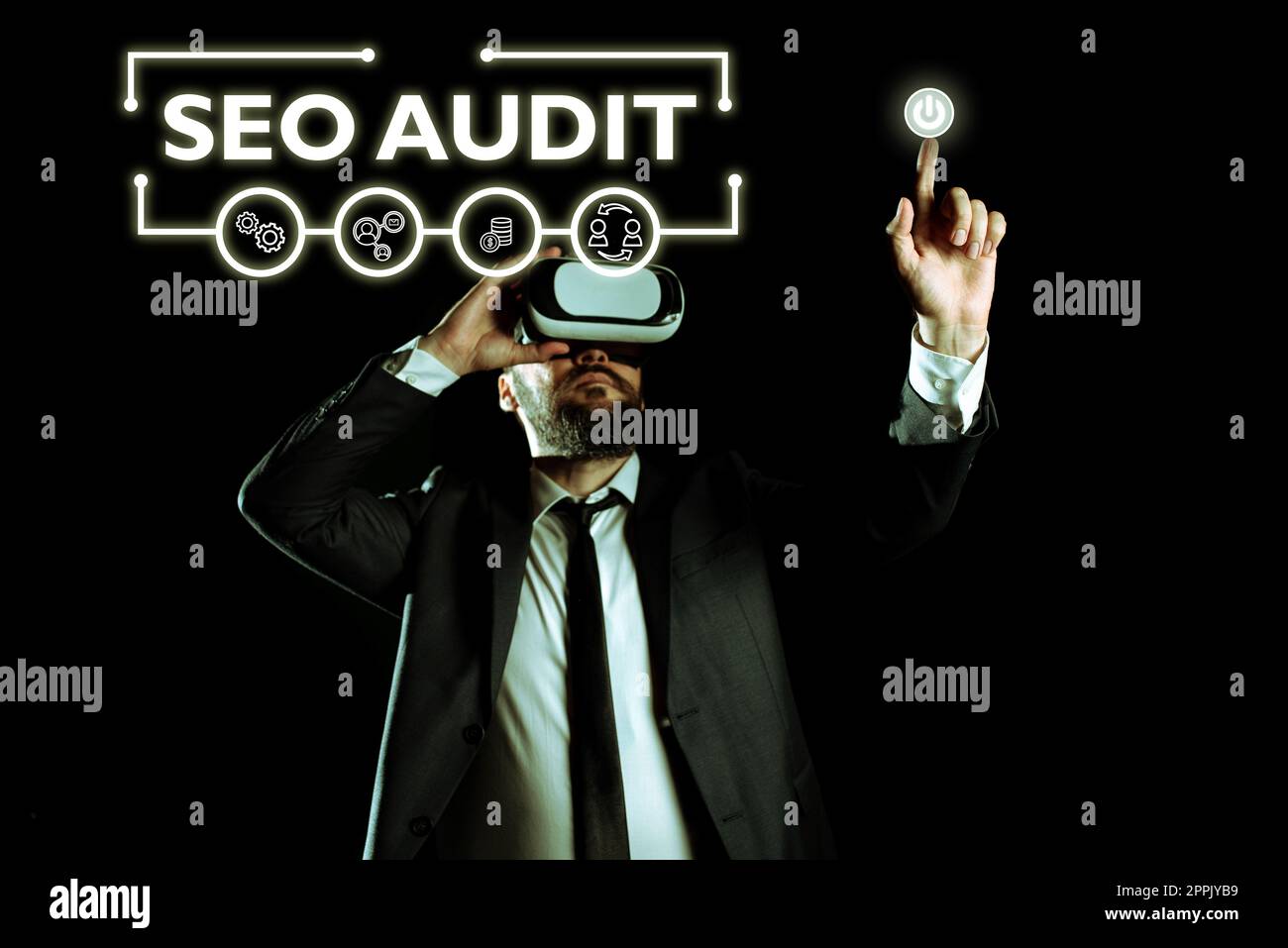 Affiche textuelle indiquant l'audit Seo. Approche métier optimisation du moteur de recherche validation et vérification du processus Banque D'Images