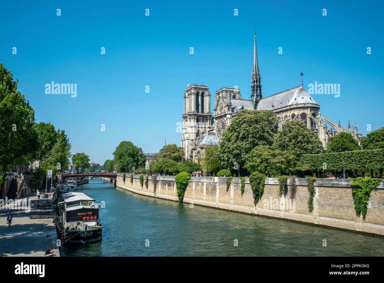 Cathédrale notre-Dame de l'autre côté de Seine avant l'incendie, Paris Banque D'Images