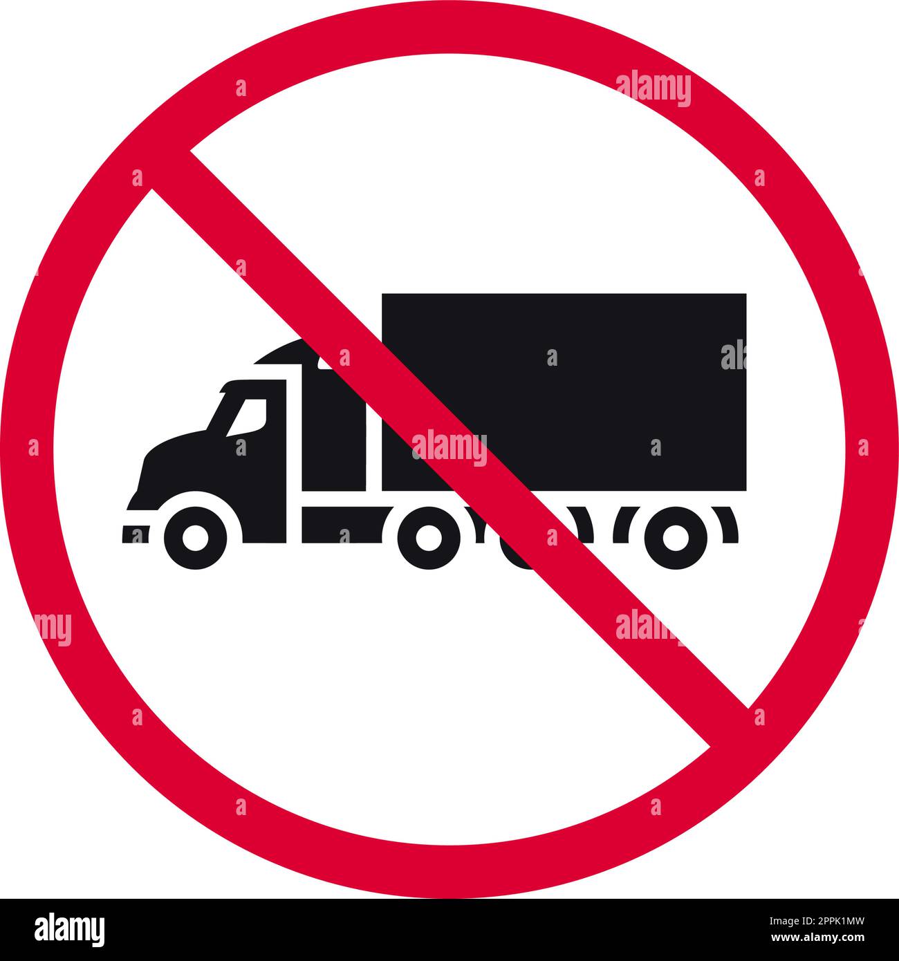 Aucun signe de camion interdit, aucun camion de livraison interdit autocollant rond moderne, illustration vectorielle. Illustration de Vecteur