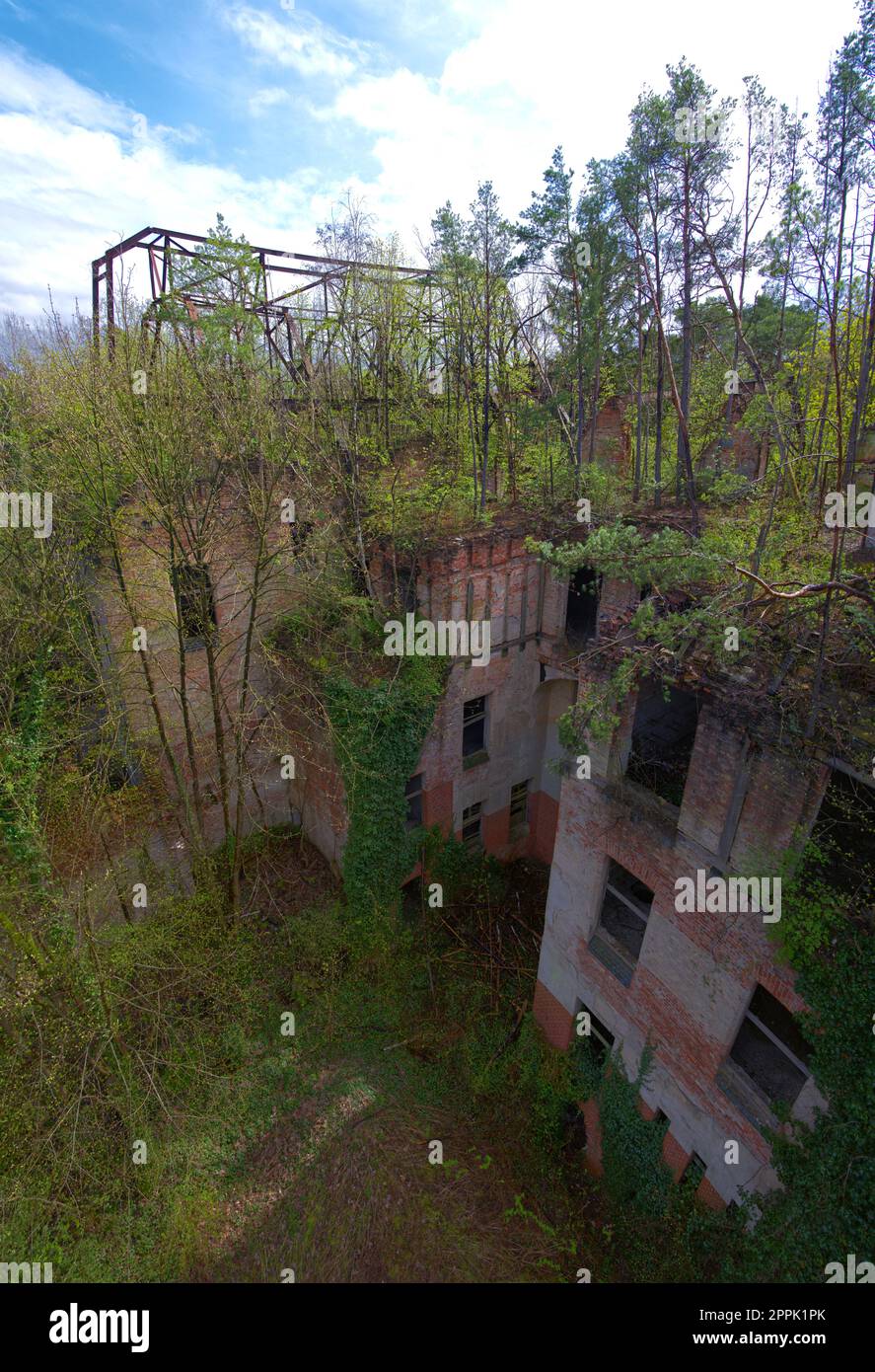 Abandonné bâtiment historique en Allemagne hôpital horreur scène créepy emplacement vue aérienne Banque D'Images