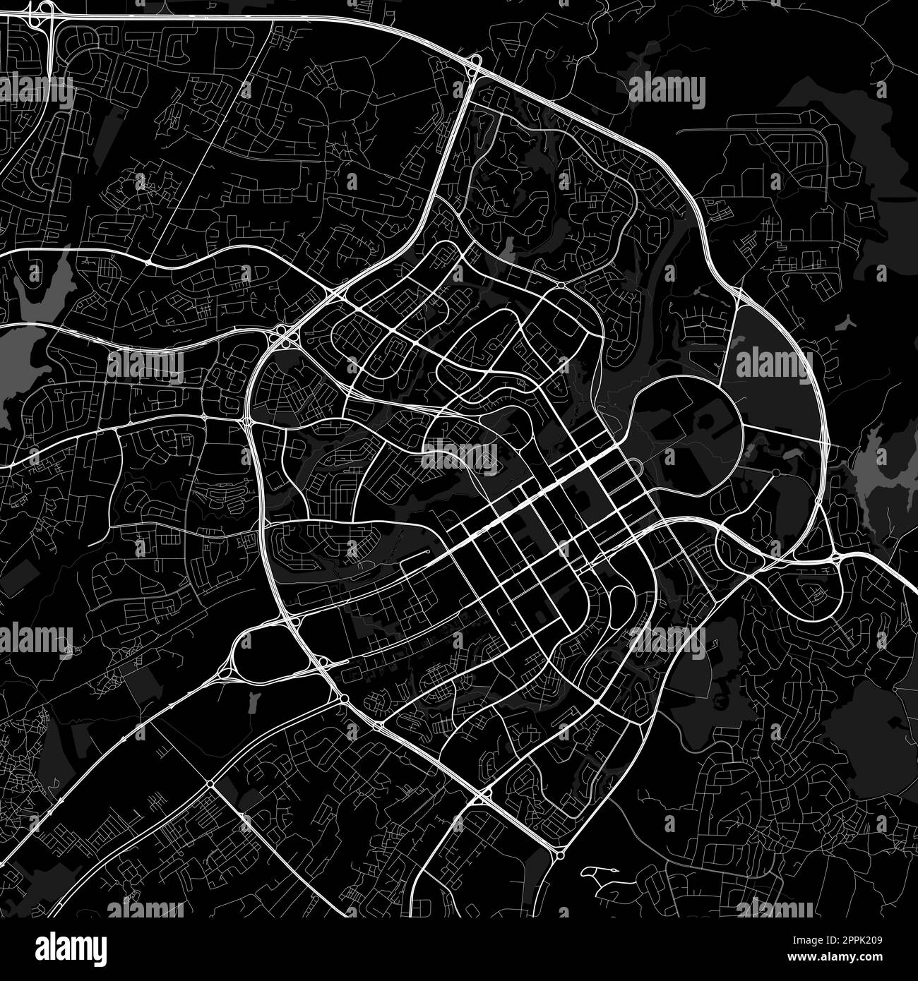Carte de la ville d'Abuja, Nigéria. Affiche urbaine noir et blanc. Carte routière avec vue de la région métropolitaine. Illustration de Vecteur