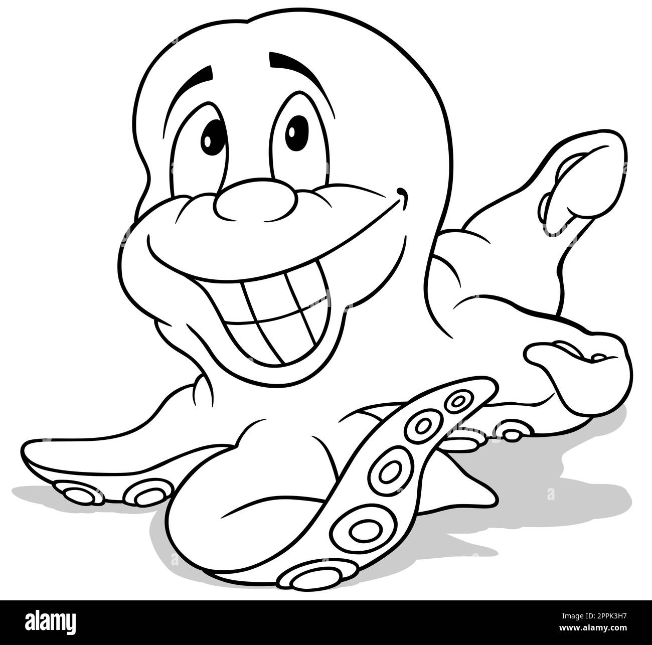 Dessin d'un Octopus joyeux avec un Big Smile Illustration de Vecteur