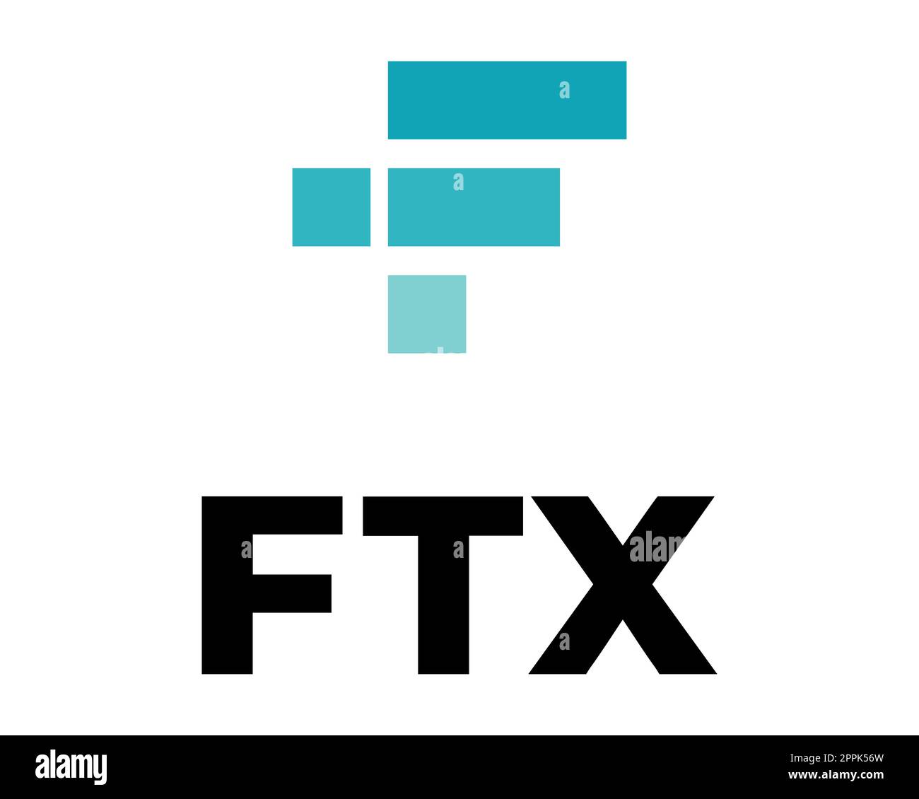 FTX Token - l'effondrement de la crypto-bourse. Logo de crypto-monnaie symbole FTT avec texte. Icône de pièce isolée sur fond blanc. Illustration vectorielle. Banque D'Images