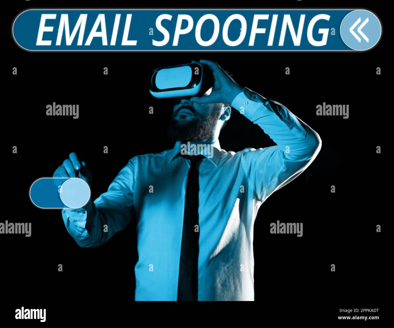 Légende conceptuelle Email Spoofing. Business Showcase sécurise l'accès et le contenu d'un compte de messagerie ou d'un service Banque D'Images