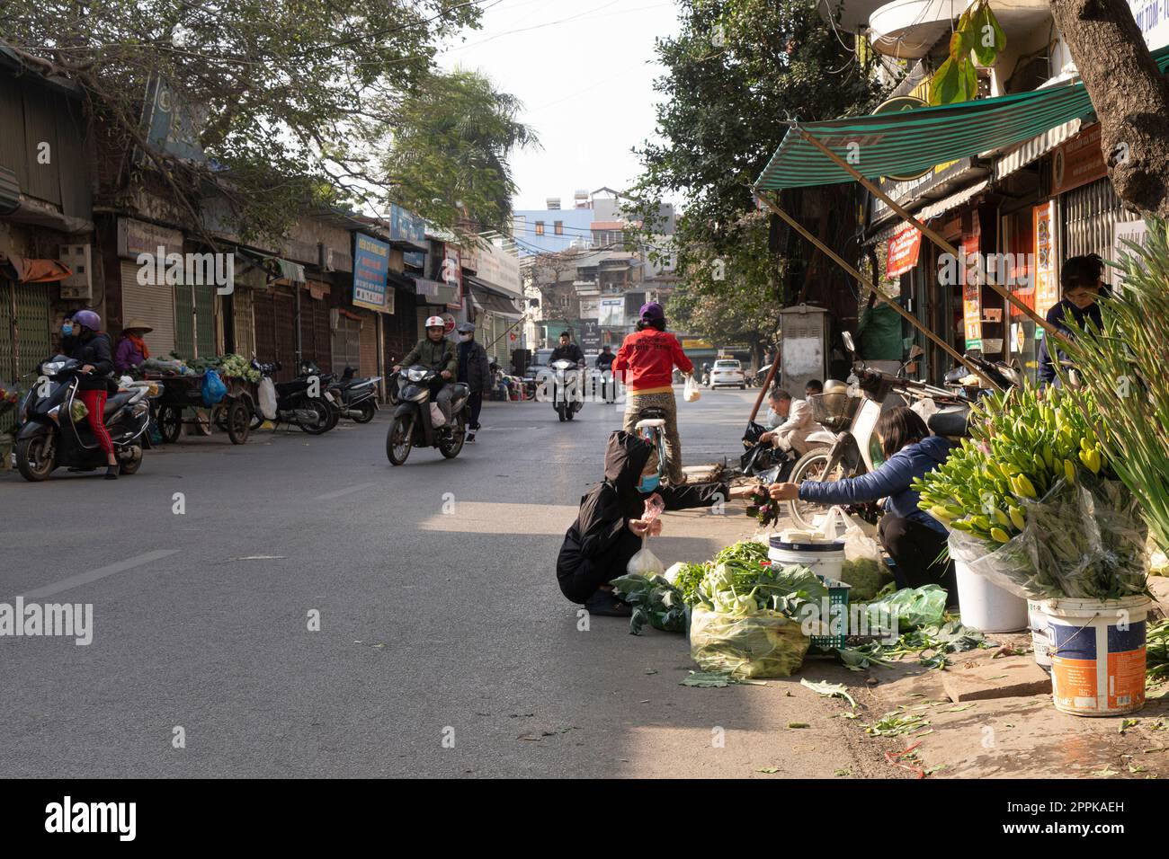 Marché de nourriture de rue à Hanoi, Vietnam Banque D'Images