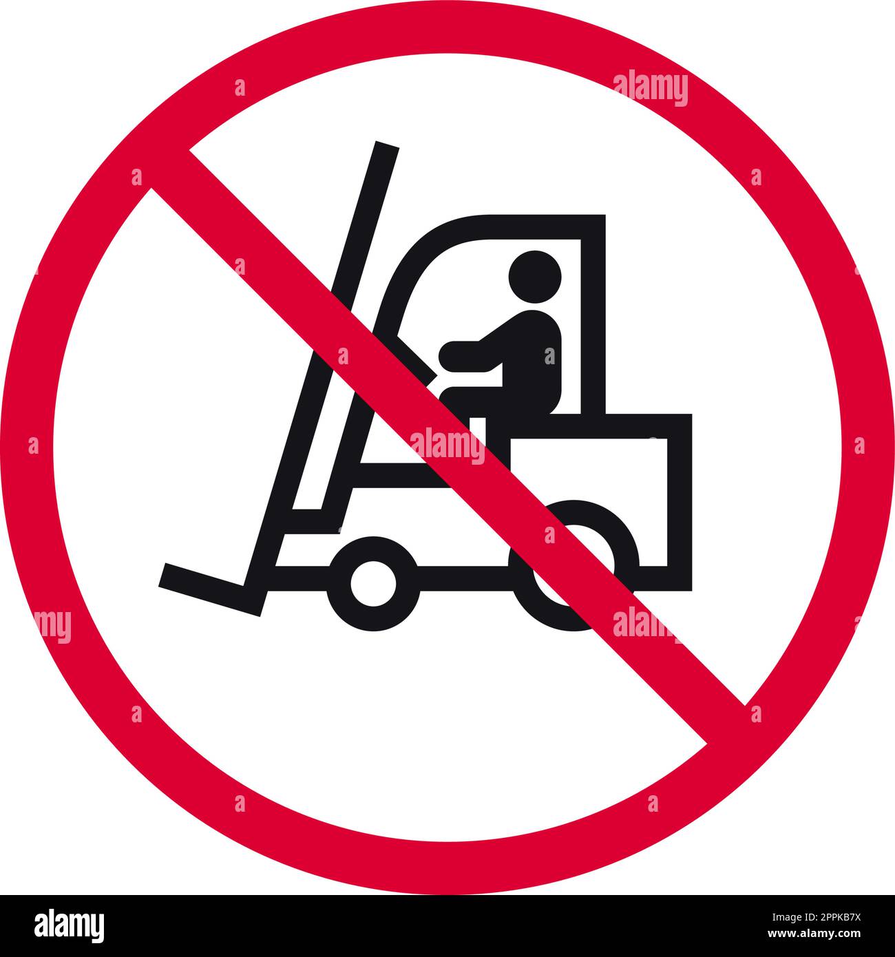 Pas de signe interdit de chariot élévateur, pas d'empileur interdit autocollant rond moderne, illustration vectorielle Illustration de Vecteur