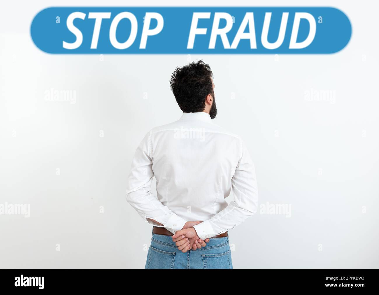 Inspiration montrant l'affiche Stop Fraud. La campagne photo conceptuelle conseille les gens de regarder leurs transactions d'argent Banque D'Images