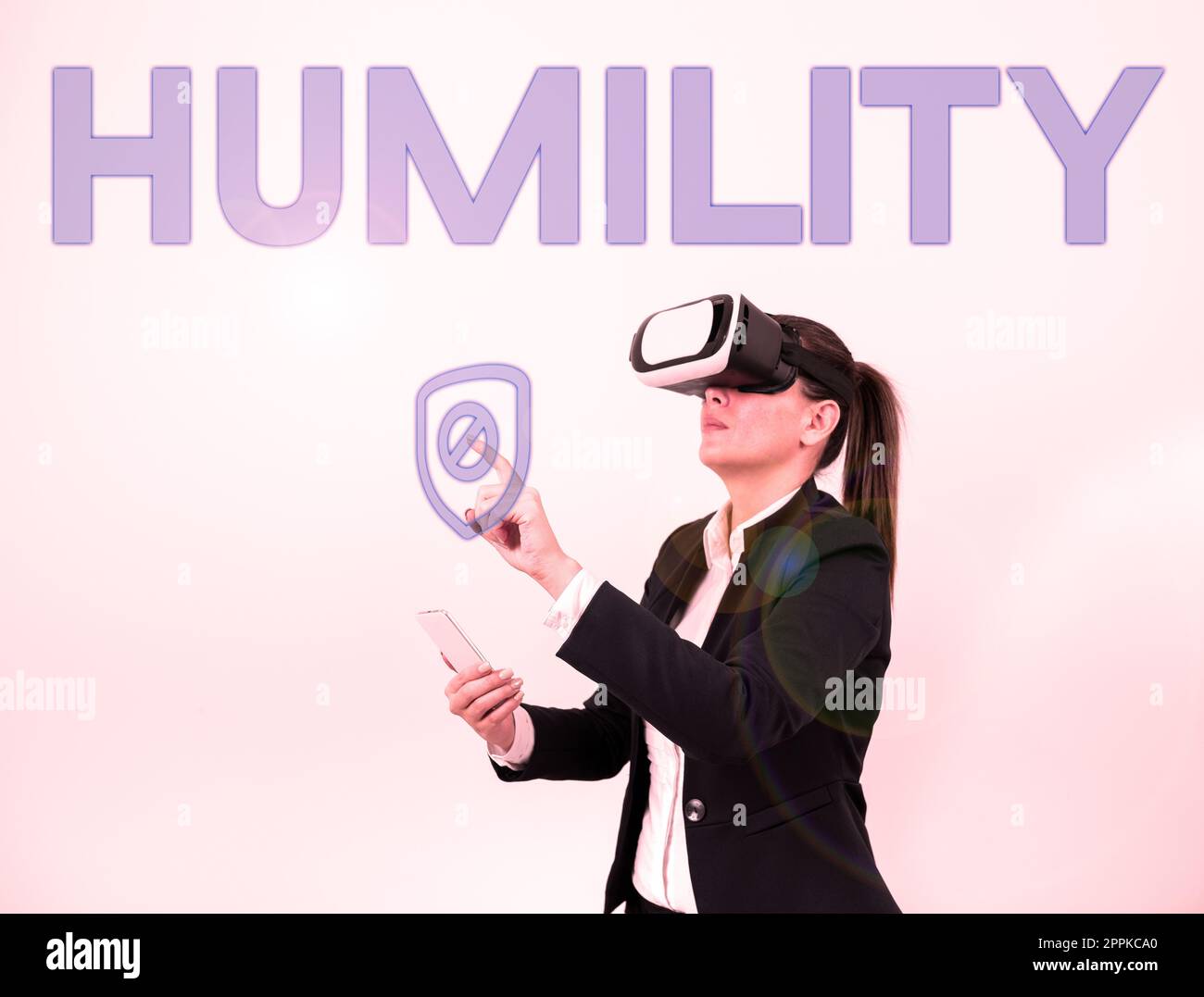 Afficher l'humilité conceptuelle. Le mot pour être humble est une vertu de ne pas se sentir trop supérieur Banque D'Images