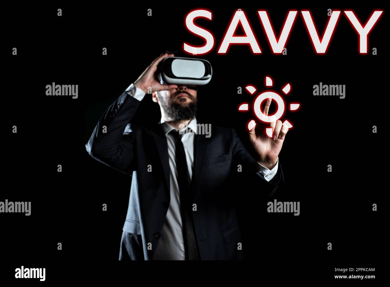 Enseigne à écriture manuscrite Savvy. Concept signifiant avoir la perception, la compréhension en matière pratique Banque D'Images