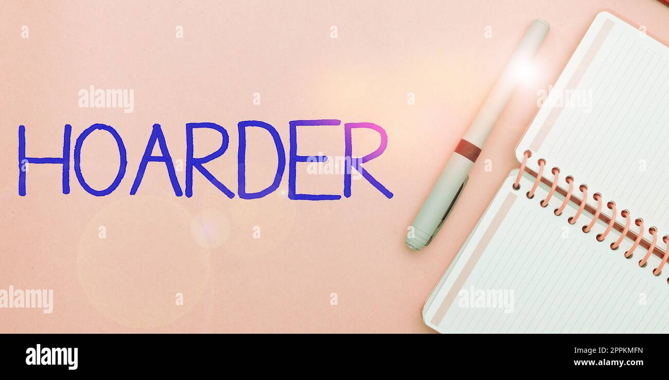 Affichage conceptuel de la bordure. Concept signifiant une personne qui accumule cela pour la conservation, l'utilisation future Banque D'Images